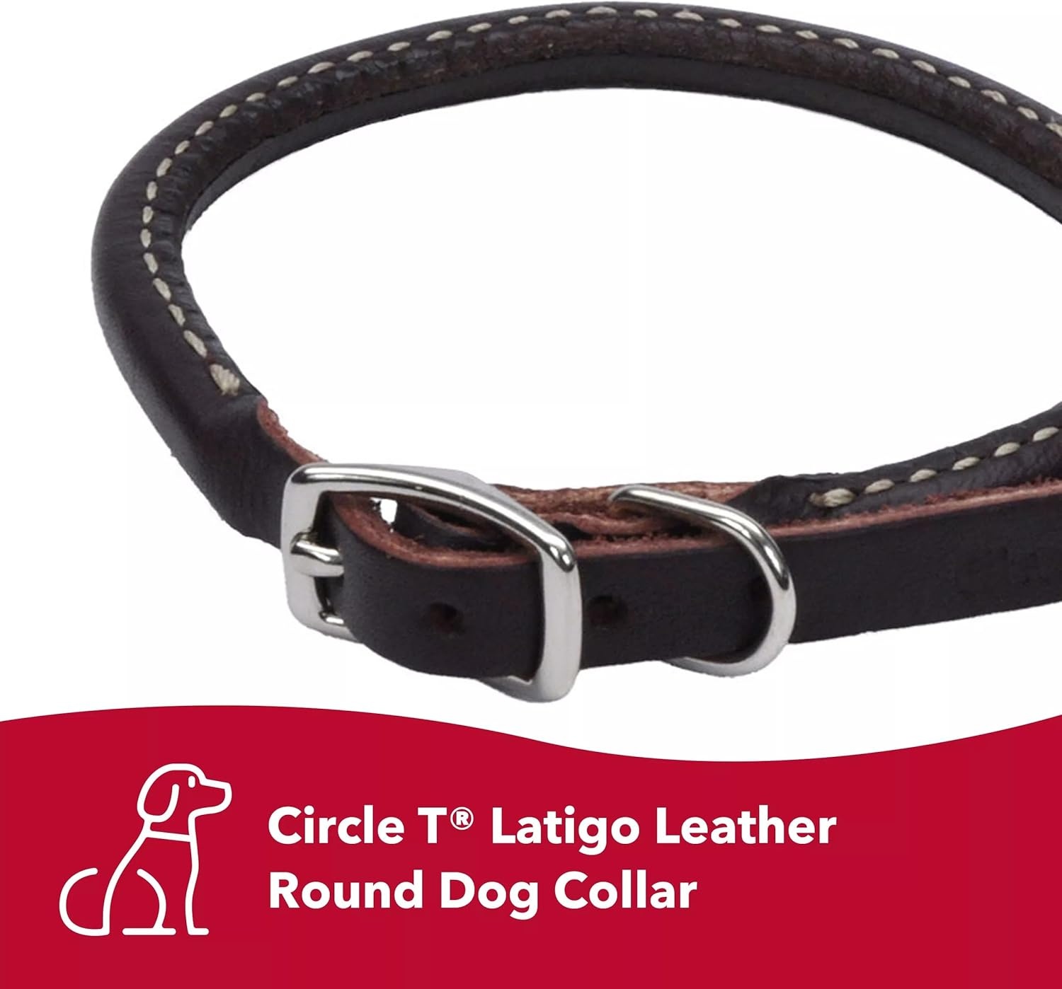 image:imageCoastal Pet Circle T Oak Tanned Leather Round Dog Collar Comfortable for Dogs with Long Hair or Sensitive Skin Pet Collar Made from FullGrain Leather Tan 58 x 16Black