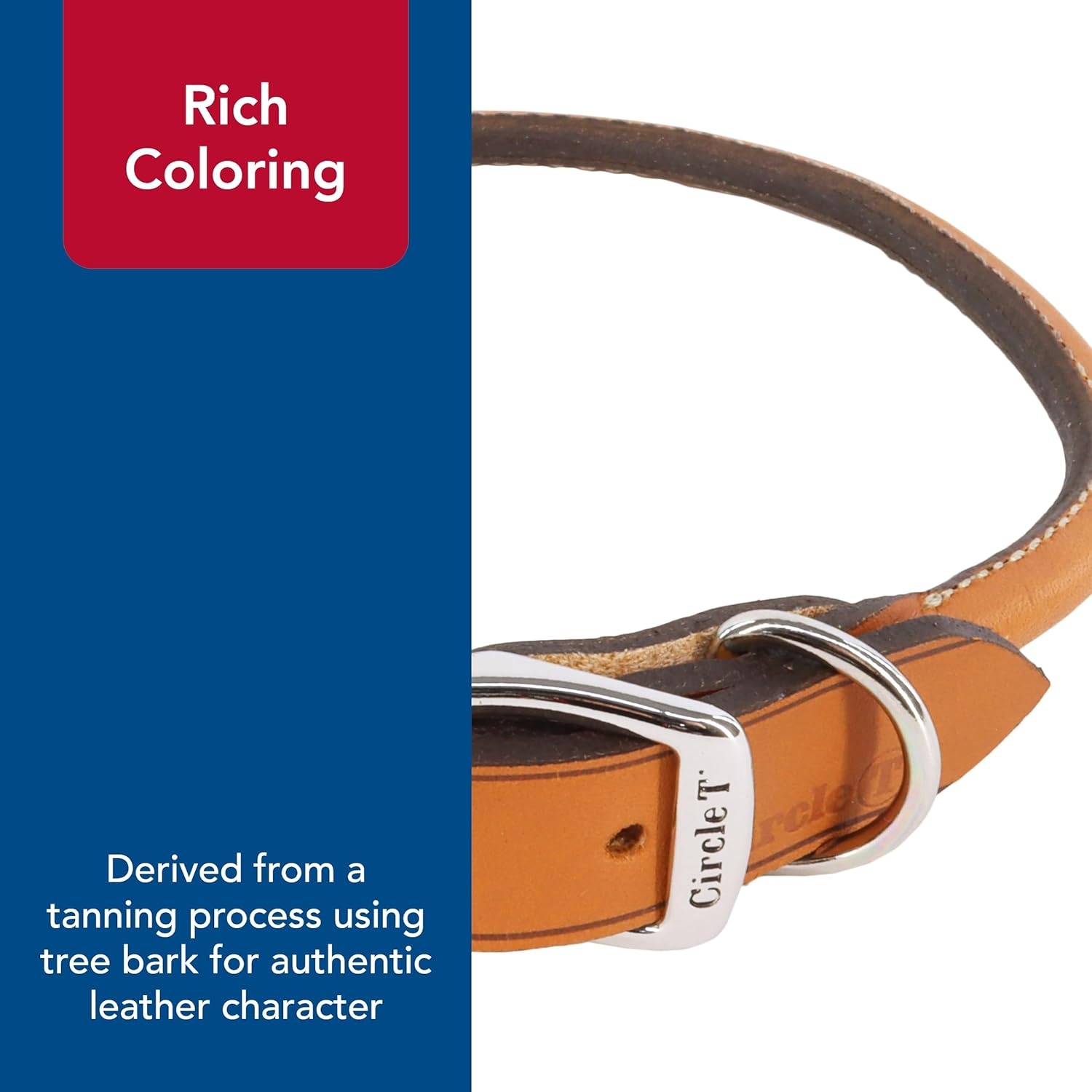 image:imageCoastal Pet Circle T Oak Tanned Leather Round Dog Collar Comfortable for Dogs with Long Hair or Sensitive Skin Pet Collar Made from FullGrain Leather Tan 58 x 16Tan