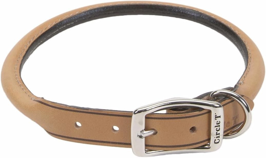 image:imageCoastal Pet Circle T Oak Tanned Leather Round Dog Collar Comfortable for Dogs with Long Hair or Sensitive Skin Pet Collar Made from FullGrain Leather Tan 58 x 16Tan