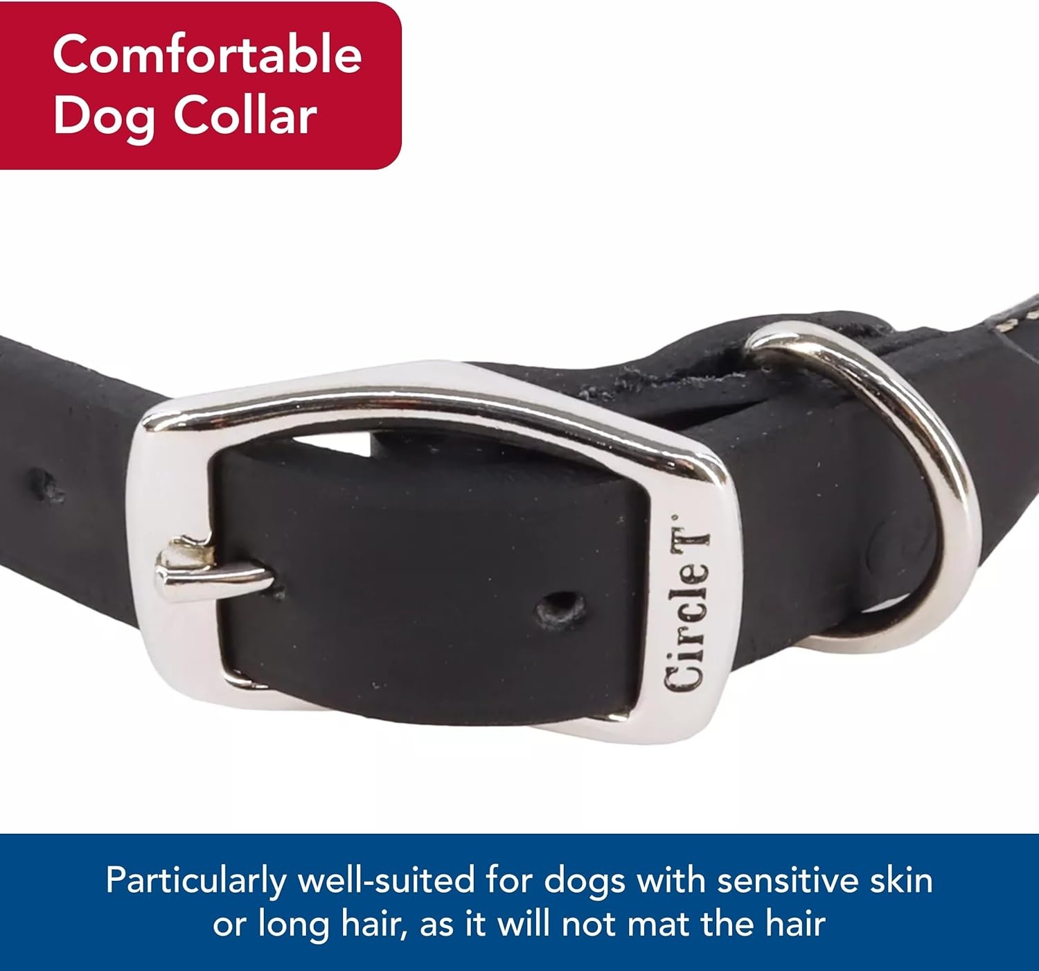 image:imageCoastal Pet Circle T Oak Tanned Leather Round Dog Collar Comfortable for Dogs with Long Hair or Sensitive Skin Pet Collar Made from FullGrain Leather Tan 58 x 16Black