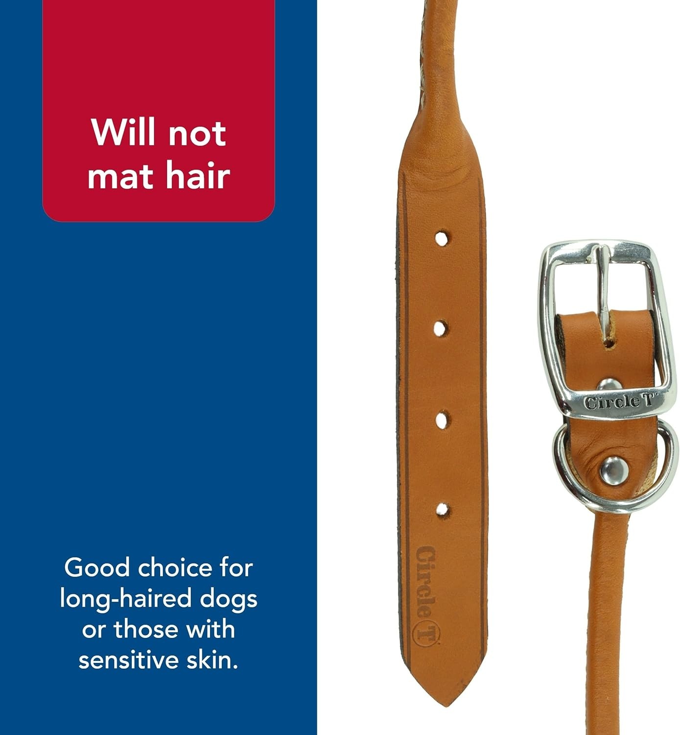 image:imageCoastal Pet Circle T Oak Tanned Leather Round Dog Collar Comfortable for Dogs with Long Hair or Sensitive Skin Pet Collar Made from FullGrain Leather Tan 58 x 16Tan