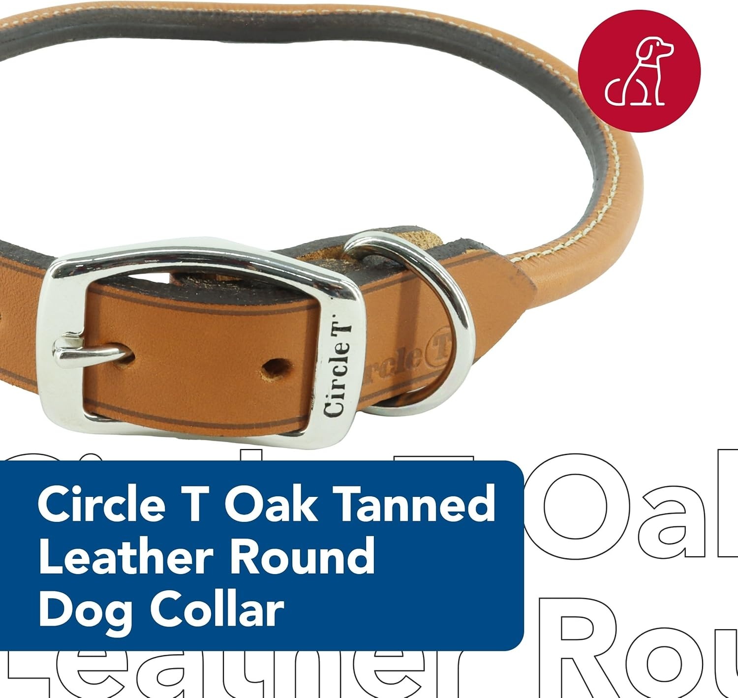 image:imageCoastal Pet Circle T Oak Tanned Leather Round Dog Collar Comfortable for Dogs with Long Hair or Sensitive Skin Pet Collar Made from FullGrain Leather Tan 58 x 16Tan