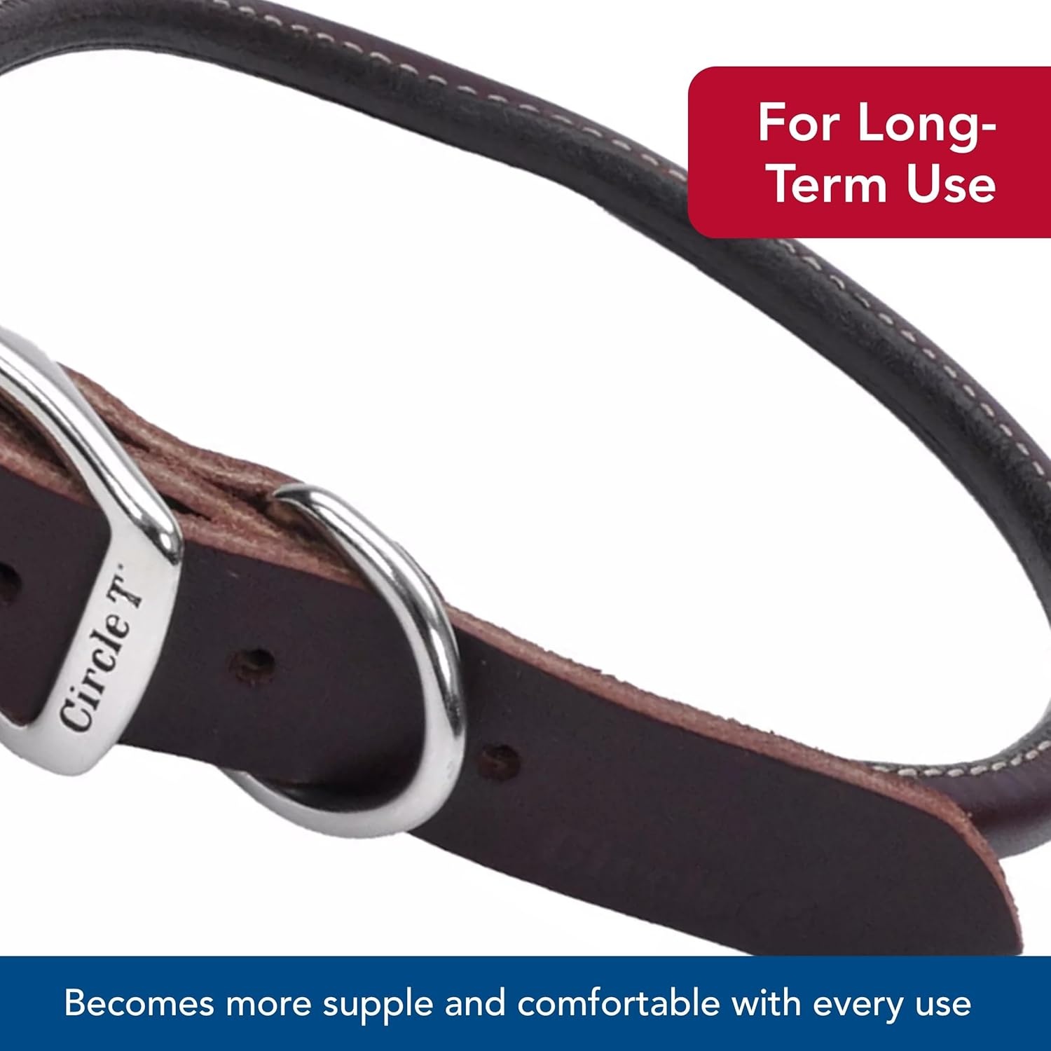 image:imageCoastal Pet Circle T Oak Tanned Leather Round Dog Collar Comfortable for Dogs with Long Hair or Sensitive Skin Pet Collar Made from FullGrain Leather Tan 58 x 16Brown