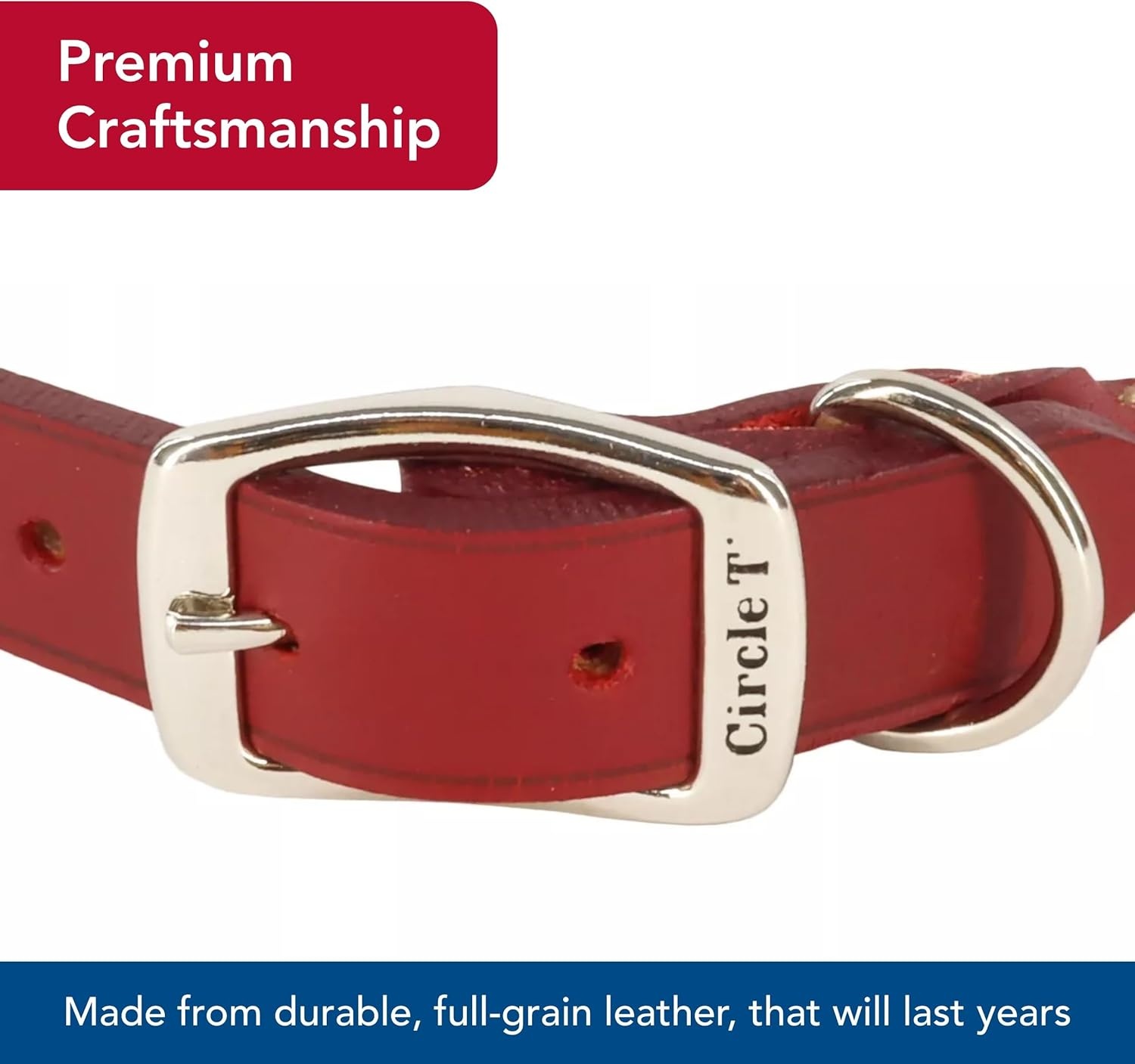 image:imageCoastal Pet Circle T Oak Tanned Leather Round Dog Collar Comfortable for Dogs with Long Hair or Sensitive Skin Pet Collar Made from FullGrain Leather Tan 58 x 16Red