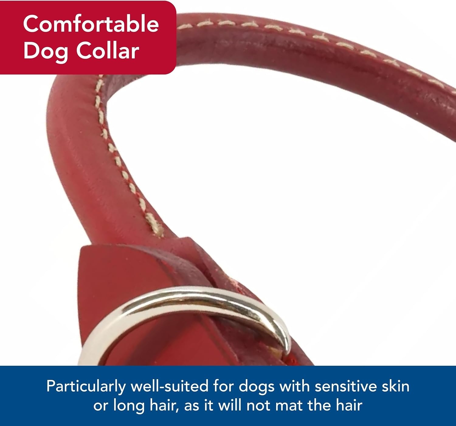 image:imageCoastal Pet Circle T Oak Tanned Leather Round Dog Collar Comfortable for Dogs with Long Hair or Sensitive Skin Pet Collar Made from FullGrain Leather Tan 58 x 16Red