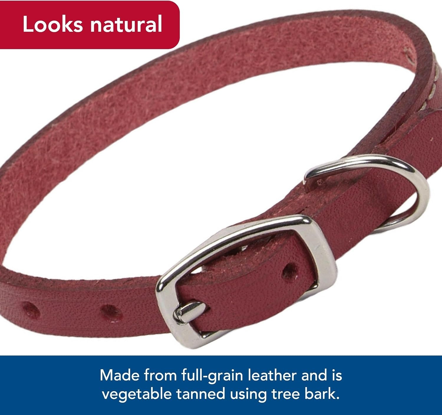 image:imageCoastal Pet Circle T Oak Tanned Leather Round Dog Collar Comfortable for Dogs with Long Hair or Sensitive Skin Pet Collar Made from FullGrain Leather Tan 58 x 16Red