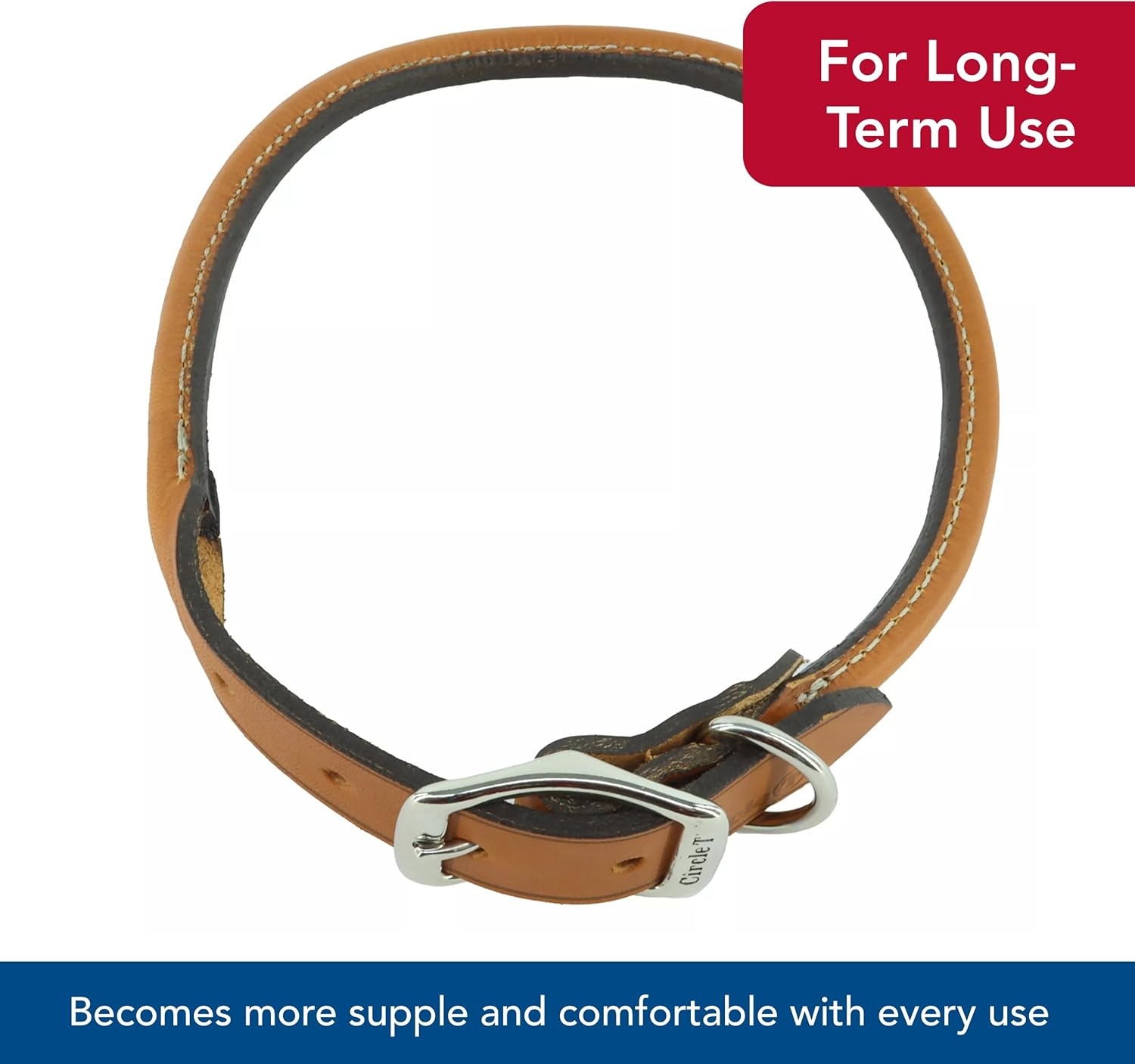 image:imageCoastal Pet Circle T Oak Tanned Leather Round Dog Collar Comfortable for Dogs with Long Hair or Sensitive Skin Pet Collar Made from FullGrain Leather Tan 58 x 16Tan