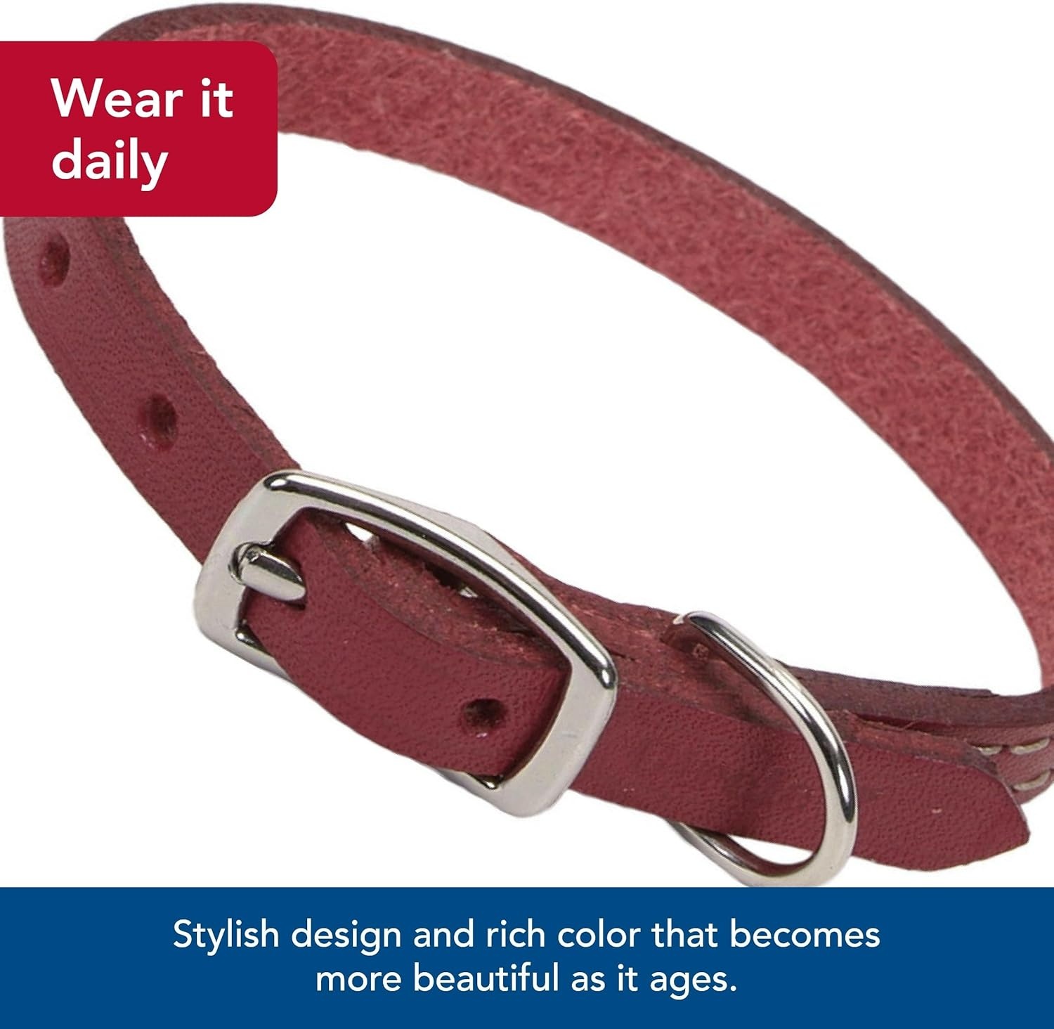 image:imageCoastal Pet Circle T Oak Tanned Leather Round Dog Collar Comfortable for Dogs with Long Hair or Sensitive Skin Pet Collar Made from FullGrain Leather Tan 58 x 16Red