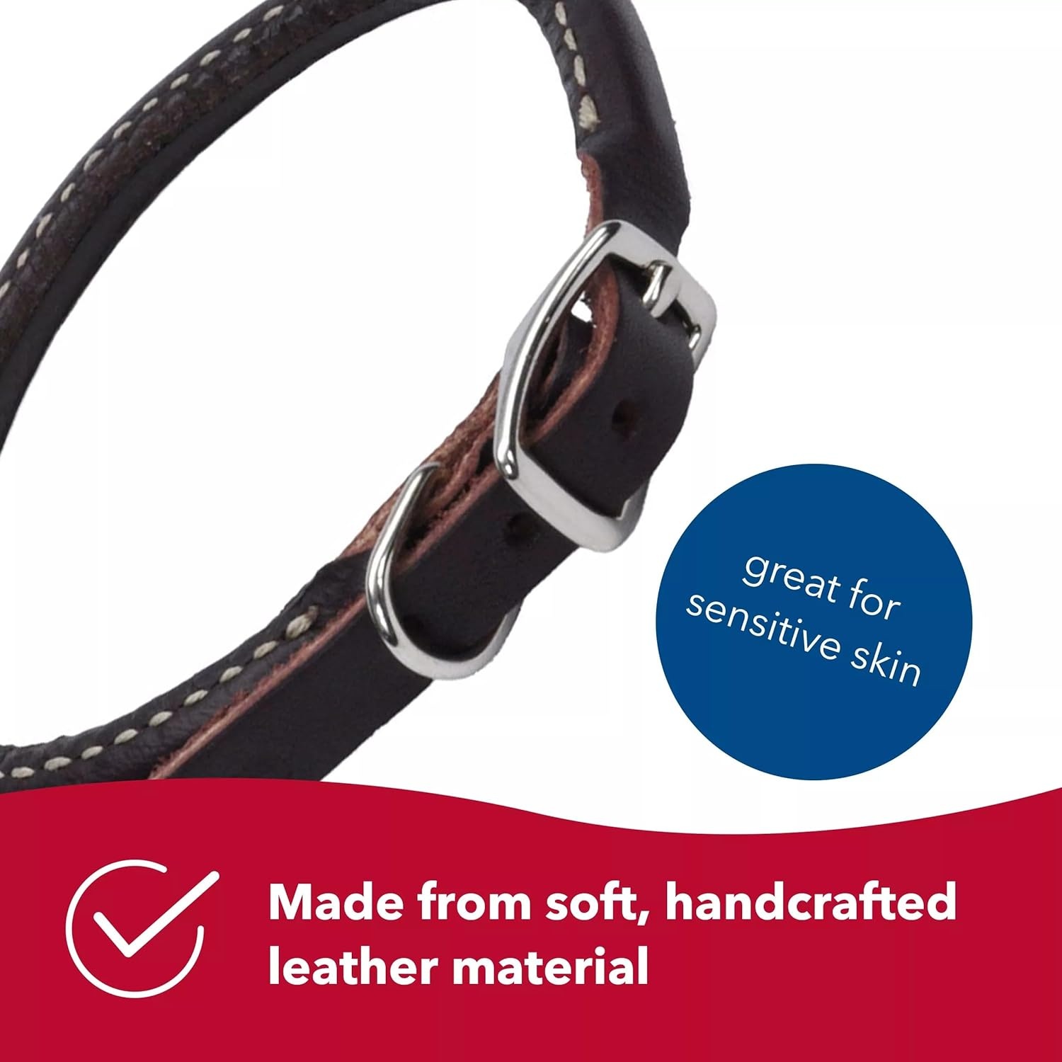 image:imageCoastal Pet Circle T Oak Tanned Leather Round Dog Collar Comfortable for Dogs with Long Hair or Sensitive Skin Pet Collar Made from FullGrain Leather Tan 58 x 16Black