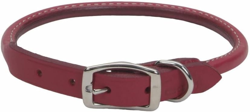 image:imageCoastal Pet Circle T Oak Tanned Leather Round Dog Collar Comfortable for Dogs with Long Hair or Sensitive Skin Pet Collar Made from FullGrain Leather Tan 58 x 16Red
