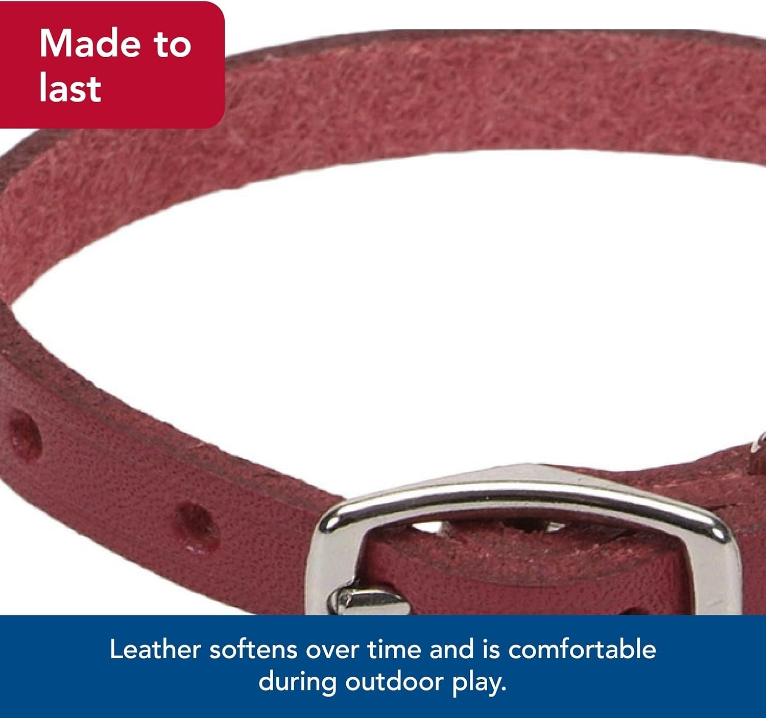 image:imageCoastal Pet Circle T Oak Tanned Leather Round Dog Collar Comfortable for Dogs with Long Hair or Sensitive Skin Pet Collar Made from FullGrain Leather Tan 58 x 16Red