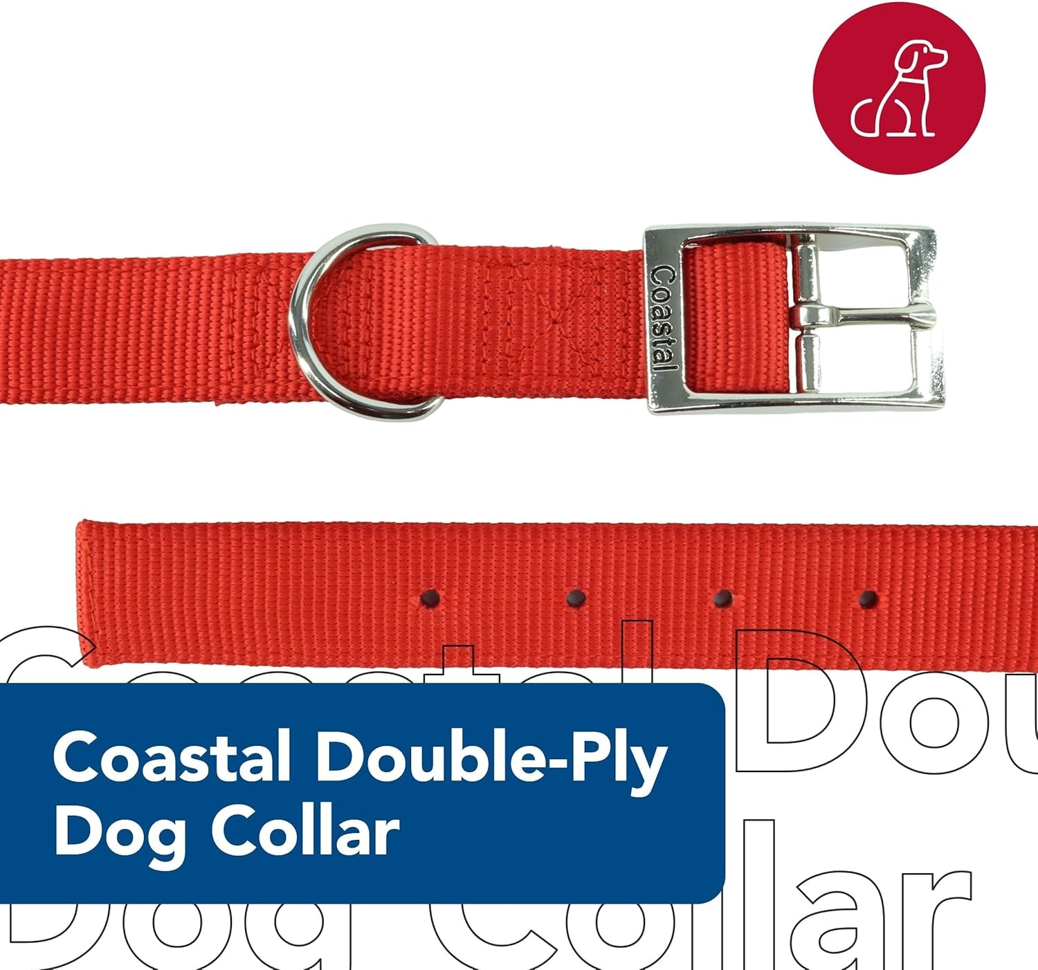 image:imageCoastal Pet DoublePly Dog Collar Pink Bright 1 x 22Red