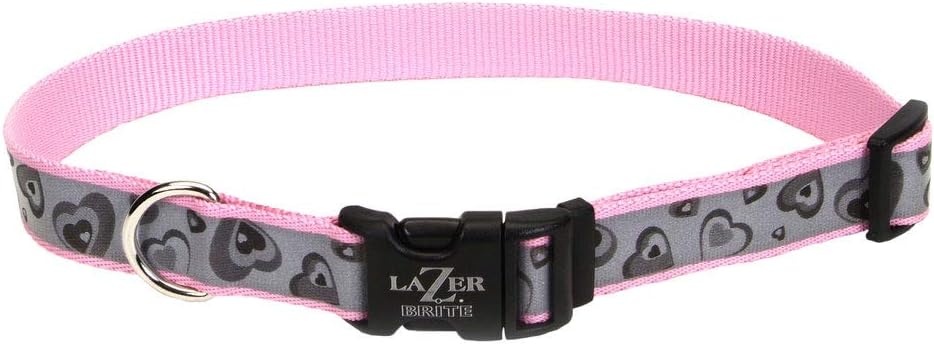 image:imageCoastal Pet Lazer Brite Reflective Adjustable Dog Collar Turquoise Bones 58 x 1218Pink New Hearts