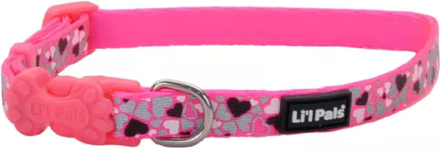 image:imageCoastal Pet Lil Pals Reflective Dog Collar Teal Orange Paws 38 x 68Pink Heart Reflective