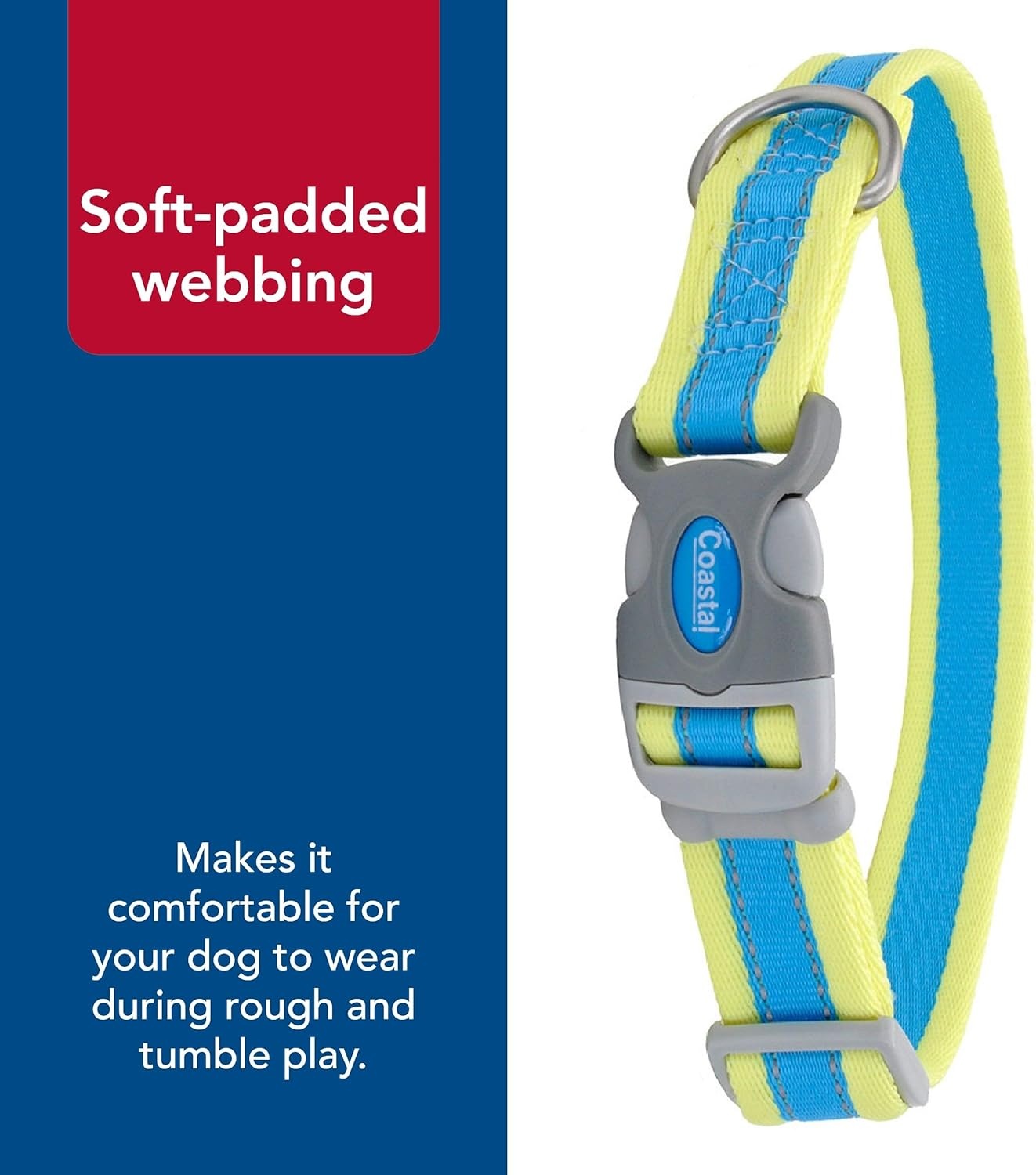 image:imageCoastal Pet Pro Reflective Adjustable Dog Collar Bright Blue with Grey 1 x 1420Bright Green with Grey