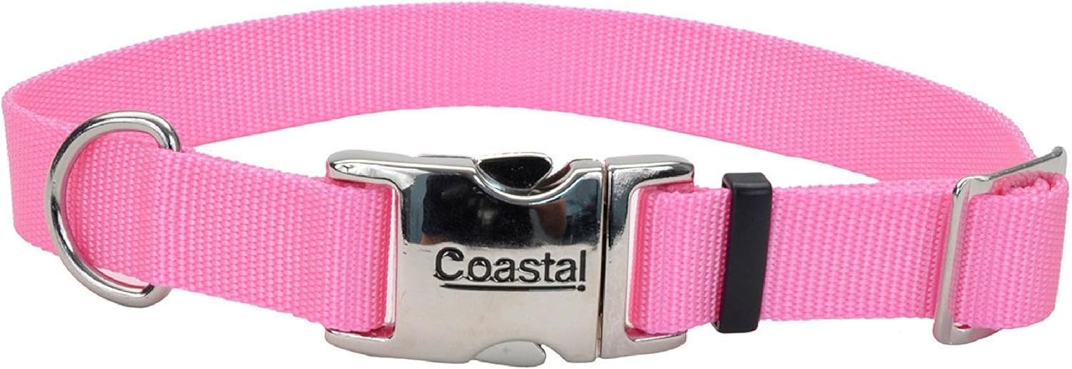 image:imageCoastal Pet Adjustable Dog Collar with Metal Buckle Comfortable FadeResistant Dog Collar with Snap Lock Perfect for Walking amp Tie Outs Lime 1 x 1420Pink Bright