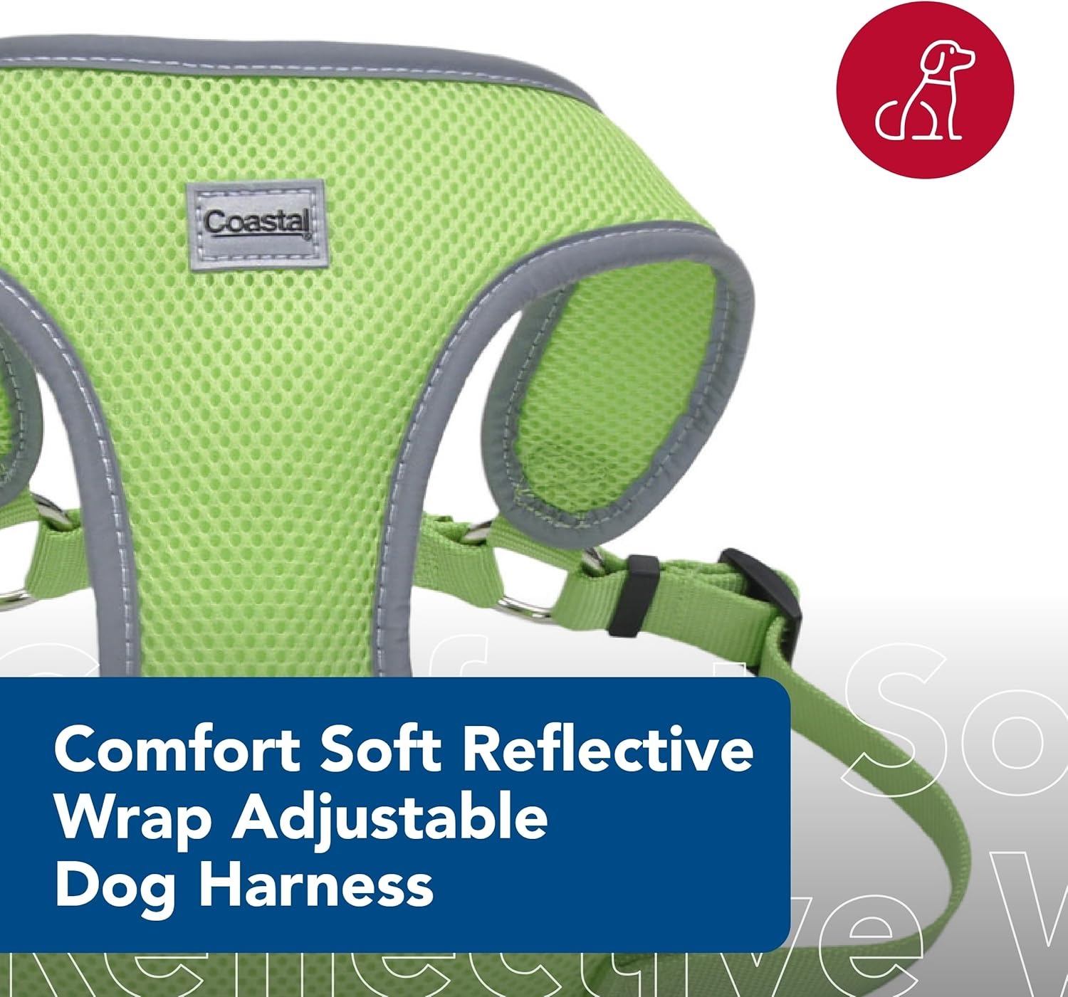 image:imageCoastal Pet Comfort Soft Reflective Wrap Adjustable Dog Harness NoPull Dog Harness for Small amp Large Dogs Lime 58 x 1619