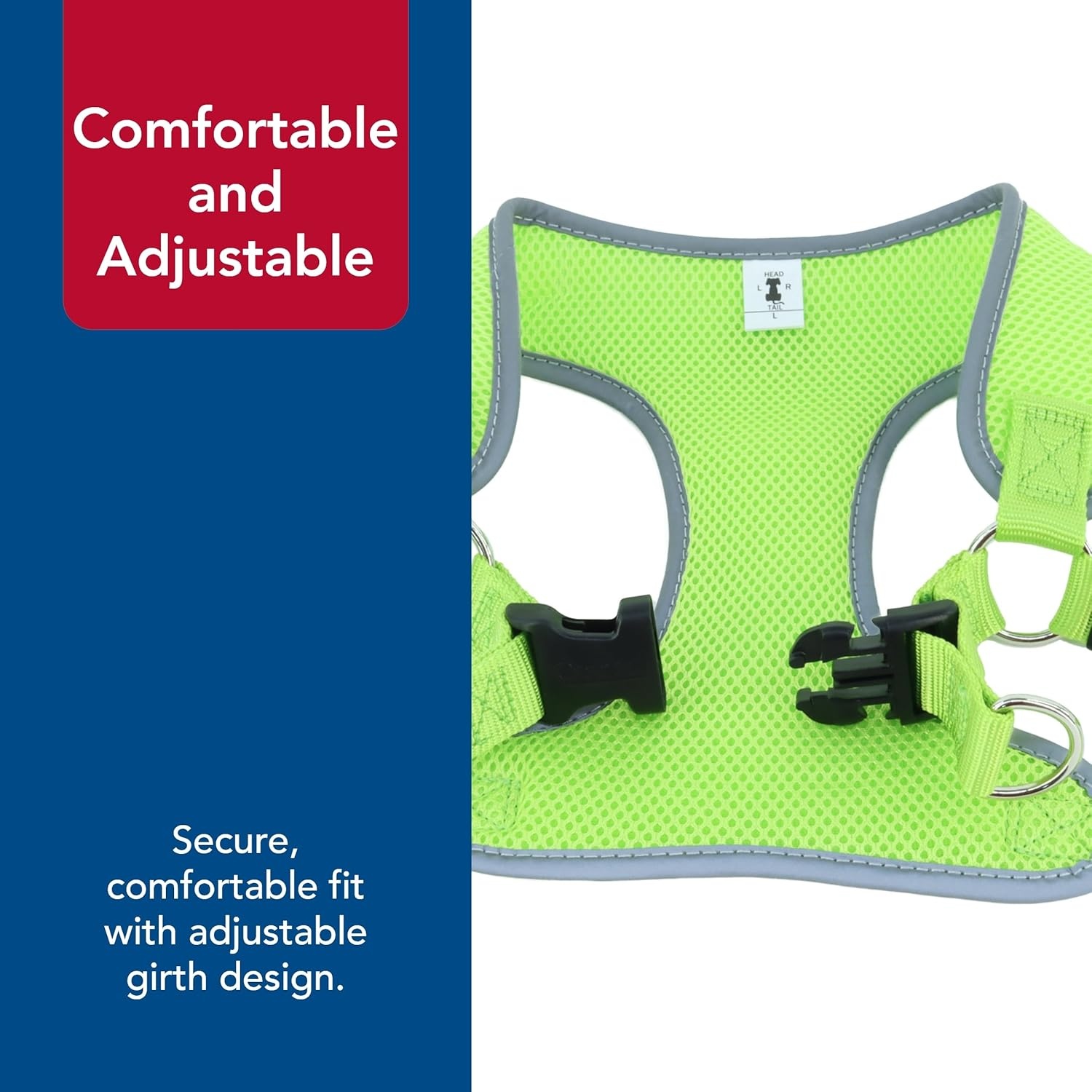 image:imageCoastal Pet Comfort Soft Reflective Wrap Adjustable Dog Harness NoPull Dog Harness for Small amp Large Dogs Lime 58 x 1923