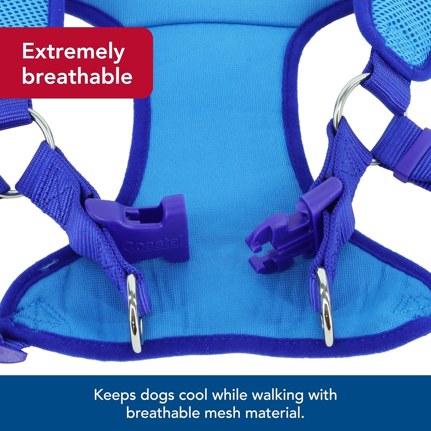 image:imageCoastal Pet Comfort Soft Wrap Adjustable Dog Harness Comfortable Harness for Dog Adjustable Fit Easy Stepin Design Breathable Fabric Mesh Lime 58 x 1619Blue