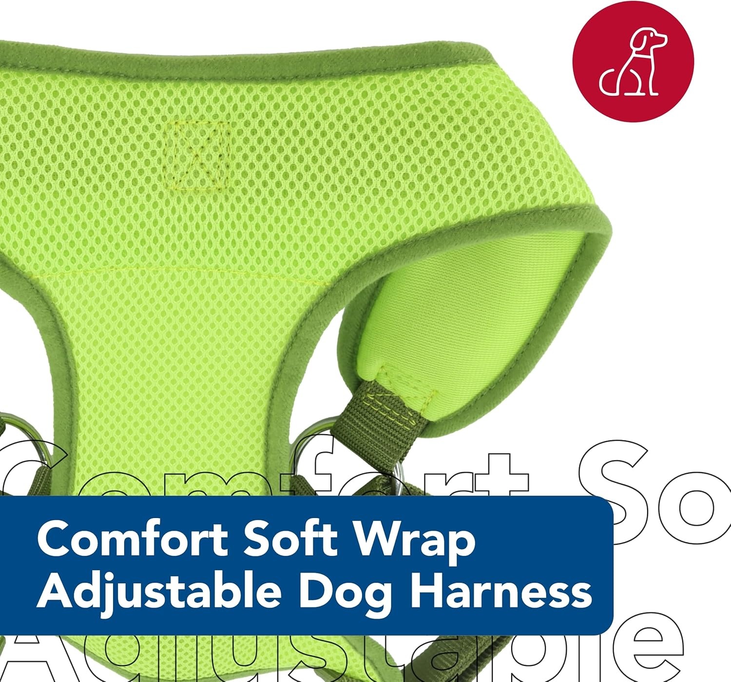 image:imageCoastal Pet Comfort Soft Wrap Adjustable Dog Harness Comfortable Harness for Dog Adjustable Fit Easy Stepin Design Breathable Fabric Mesh Lime 58 x 1619Lime
