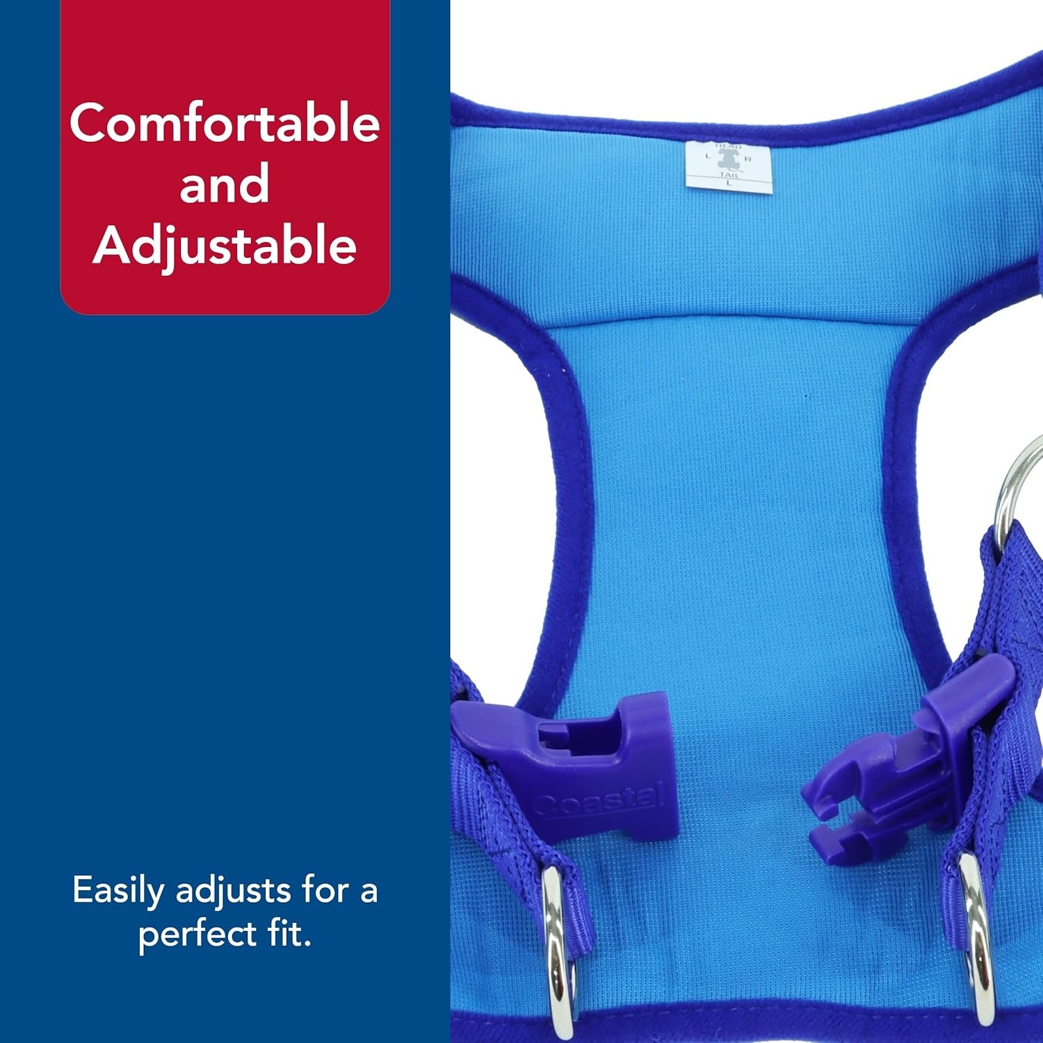 image:imageCoastal Pet Comfort Soft Wrap Adjustable Dog Harness Comfortable Harness for Dog Adjustable Fit Easy Stepin Design Breathable Fabric Mesh Lime 58 x 1619Blue