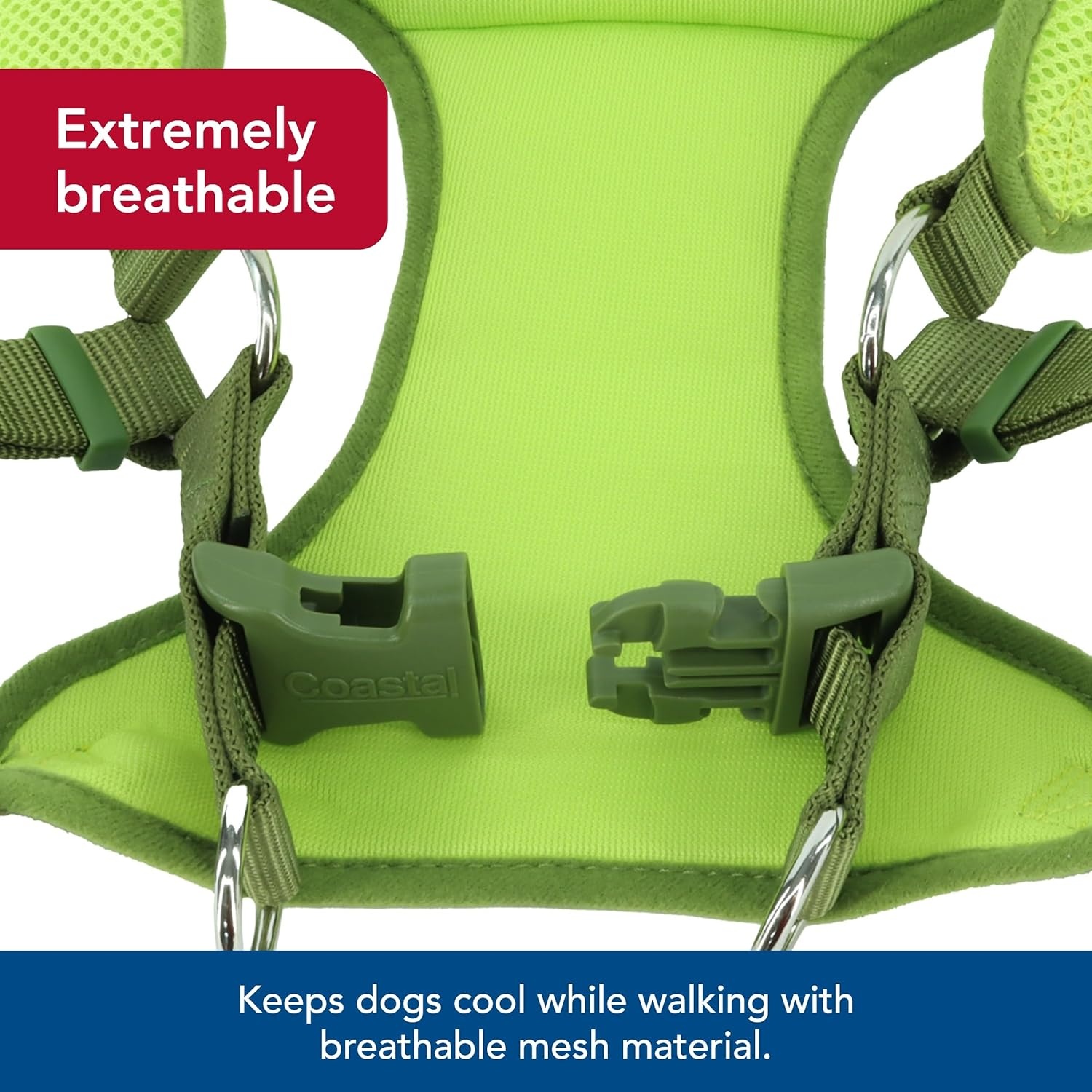 image:imageCoastal Pet Comfort Soft Wrap Adjustable Dog Harness Comfortable Harness for Dog Adjustable Fit Easy Stepin Design Breathable Fabric Mesh Lime 58 x 1619Lime