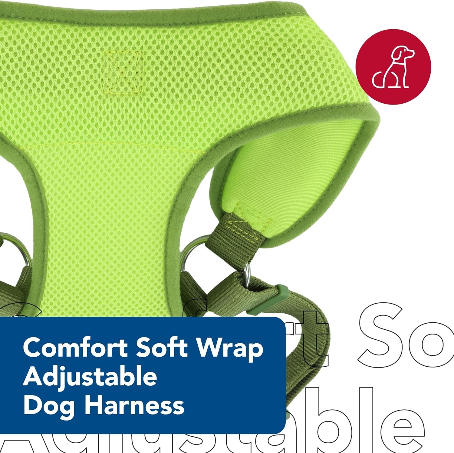 image:imageCoastal Pet Comfort Soft Wrap Adjustable Dog Harness Comfortable Harness for Dog Adjustable Fit Easy Stepin Design Breathable Fabric Mesh Lime 58 x 1619Lime
