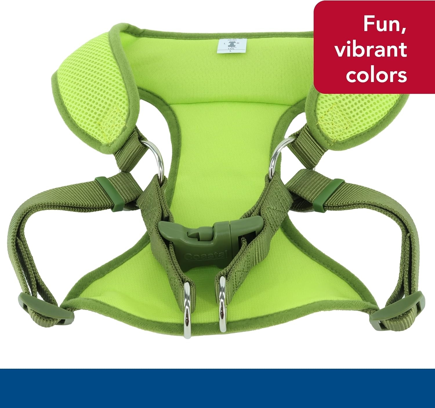 image:imageCoastal Pet Comfort Soft Wrap Adjustable Dog Harness Comfortable Harness for Dog Adjustable Fit Easy Stepin Design Breathable Fabric Mesh Lime 58 x 1619Lime