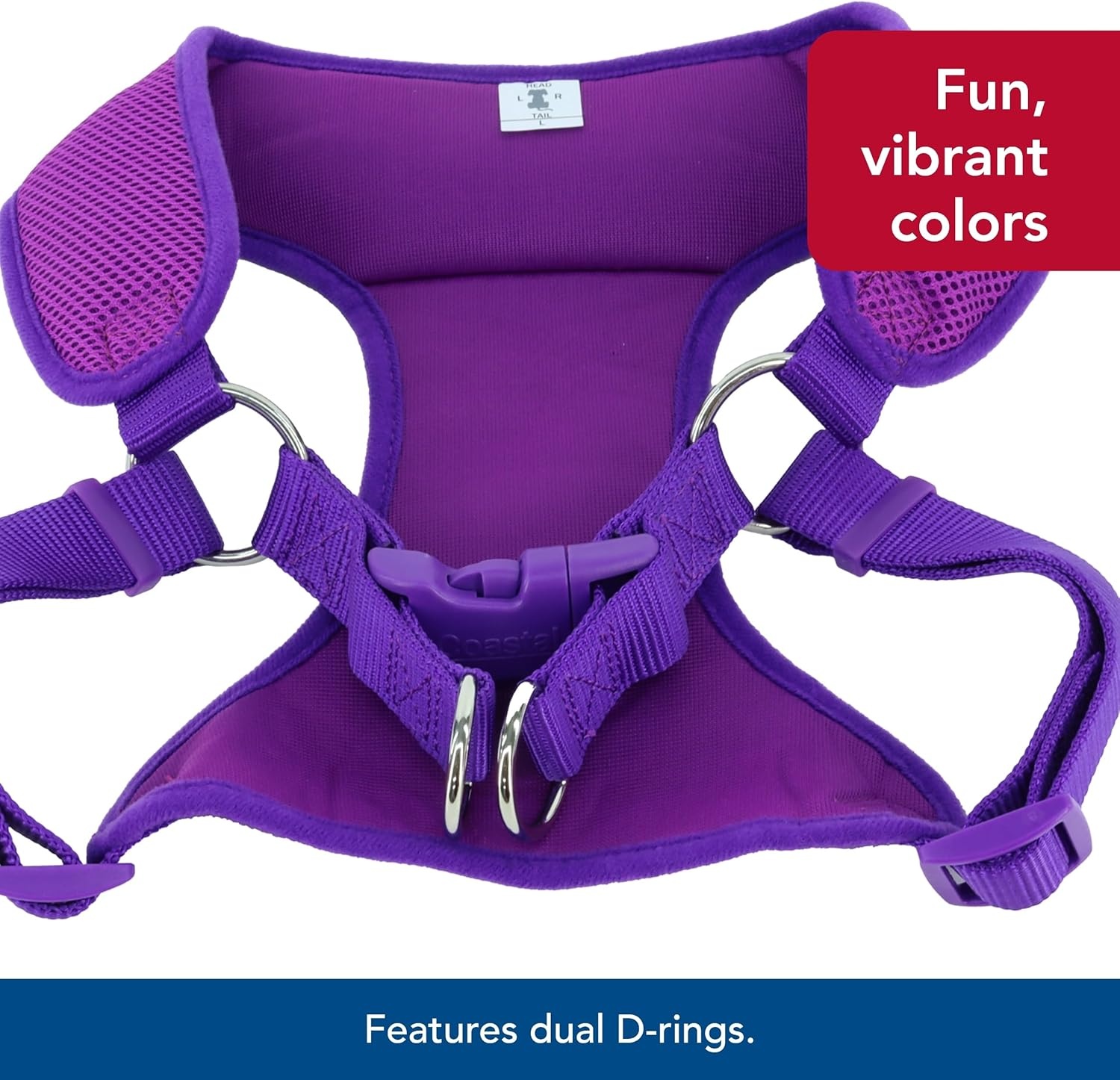 image:imageCoastal Pet Comfort Soft Wrap Adjustable Dog Harness Comfortable Harness for Dog Adjustable Fit Easy Stepin Design Breathable Fabric Mesh Lime 58 x 1619Orchid