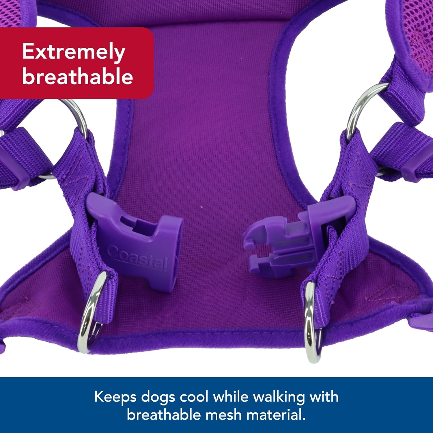image:imageCoastal Pet Comfort Soft Wrap Adjustable Dog Harness Comfortable Harness for Dog Adjustable Fit Easy Stepin Design Breathable Fabric Mesh Lime 58 x 1619Orchid