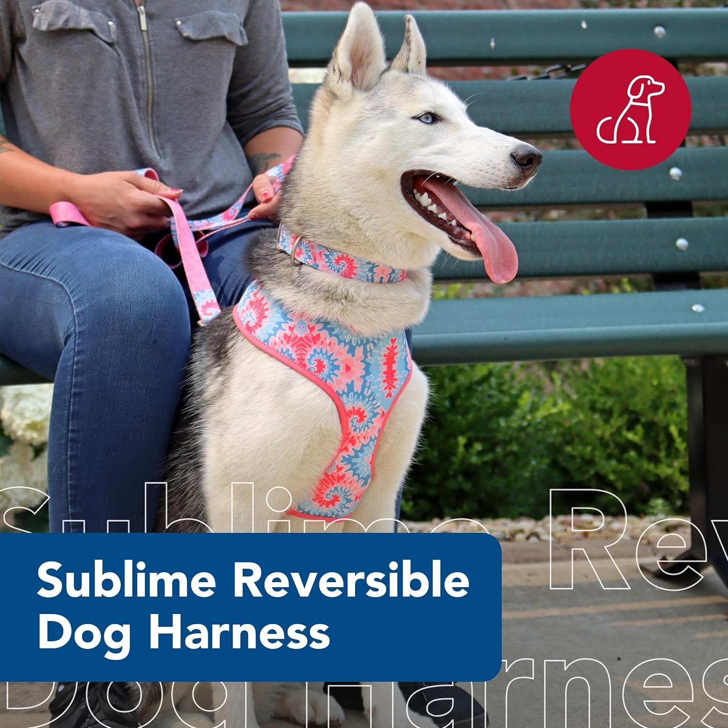 image:imageCoastal Pet Sublime Reversible Dog Harness Adjustable Fit with Easy Overhead Application Exceptional Durability Pink Tie Dye with Pink Arrows Medium 34 x 20 29