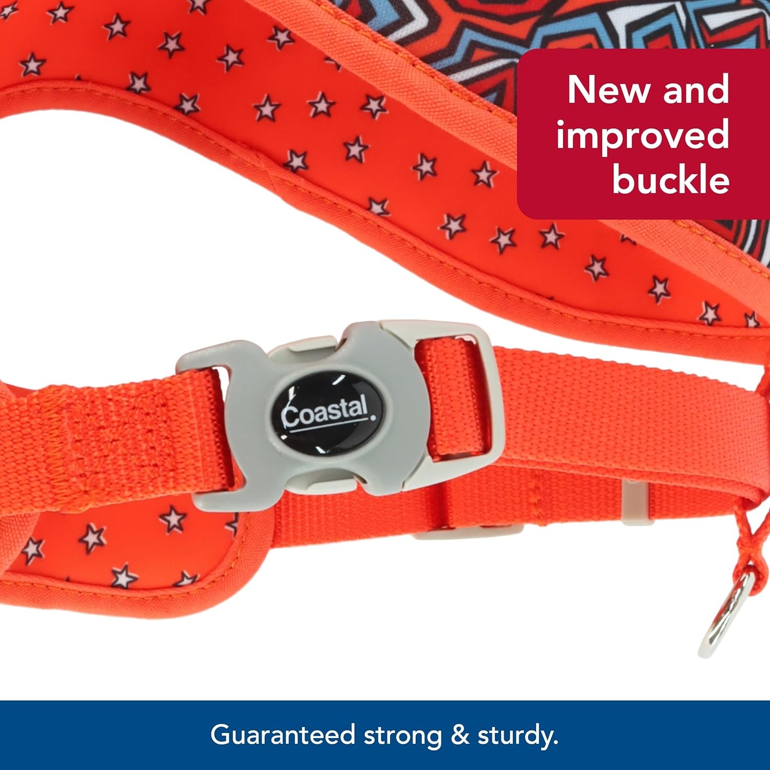 image:imageCoastal Pet Sublime Reversible Dog Harness Adjustable Fit with Easy Overhead Application Exceptional Durability Red Blue Graffitti with Red Stars XSmall 58 x 16 19