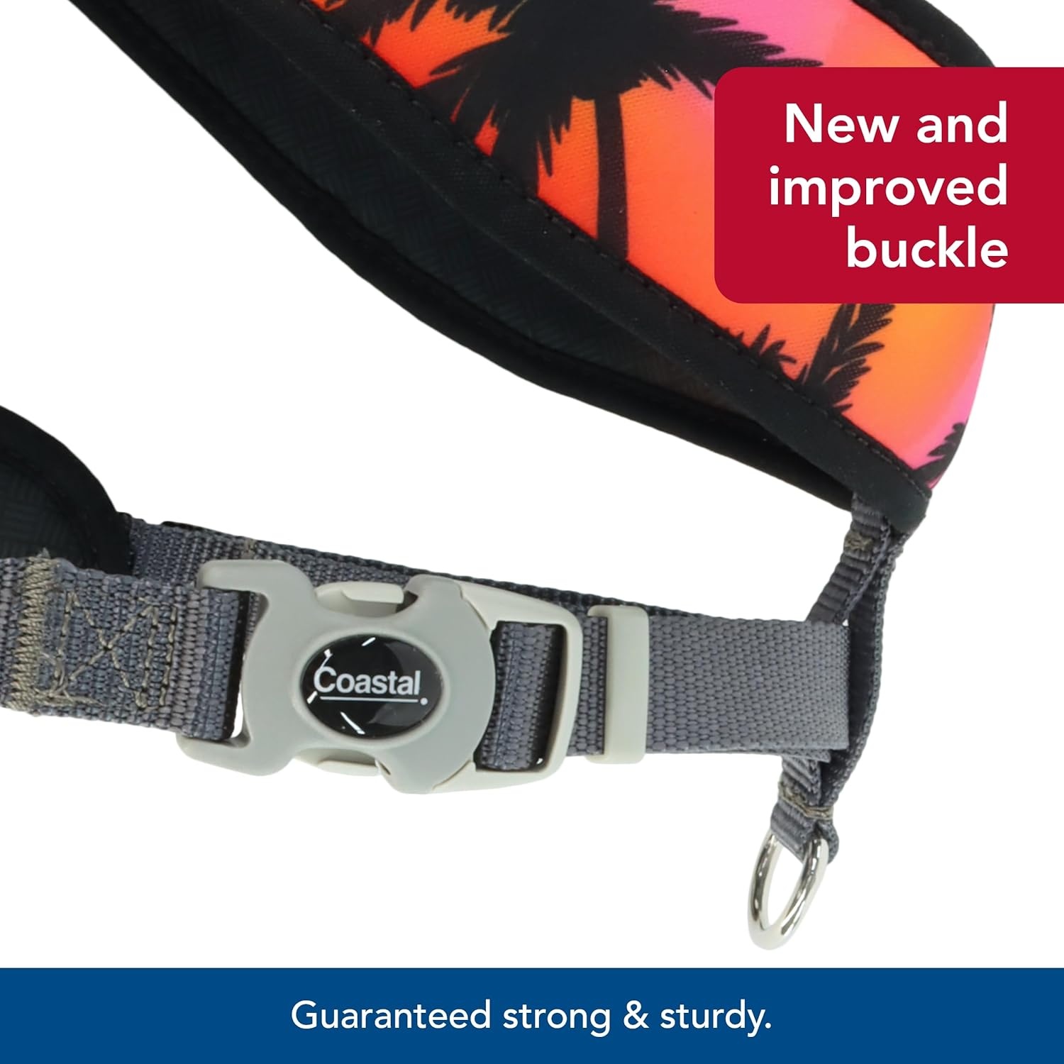 image:imageCoastal Pet Sublime Reversible Dog Harness Adjustable Fit with Easy Overhead Application Exceptional Durability Sunset Palms with Black Grid XX Small 58 x 14 16