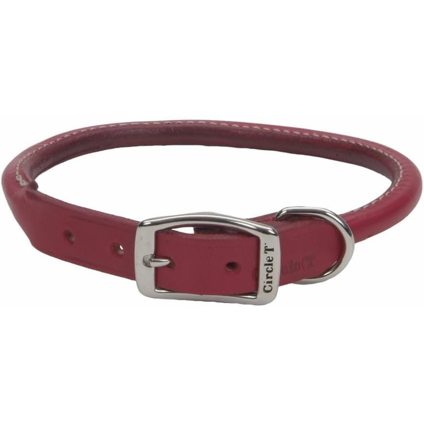 image:imageCoastal Pet Circle T Oak Tanned Leather Round Dog Collar Comfortable for Dogs with Long Hair or Sensitive Skin Pet Collar Made from FullGrain Leather Tan 58 x 16Red