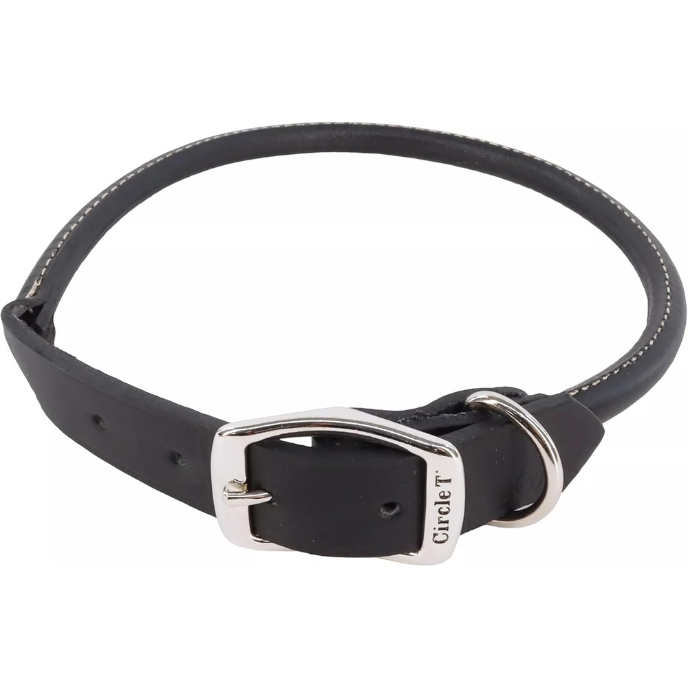 image:imageCoastal Pet Circle T Oak Tanned Leather Round Dog Collar Comfortable for Dogs with Long Hair or Sensitive Skin Pet Collar Made from FullGrain Leather Tan 58 x 16Black
