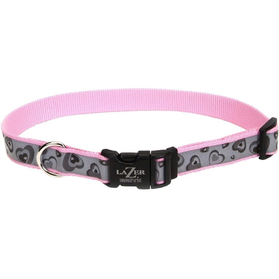 image:imageCoastal Pet Lazer Brite Reflective Adjustable Dog Collar Turquoise Bones 58 x 1218Pink New Hearts