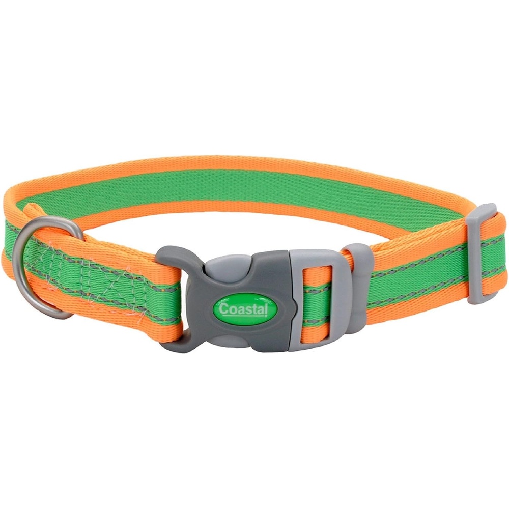 image:imageCoastal Pet Pro Reflective Adjustable Dog Collar Bright Blue with Grey 1 x 1420Lime with Orange