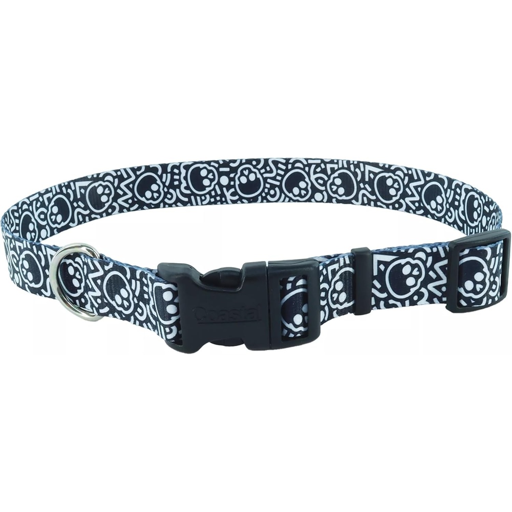 image:imageCoastal Pet Styles Adjustable Dog Collar Stylish Patterned Fabrics SnapLock Buckle Adjustable Dog Collar for Small Medium or Large Dogs Black Skulls 58 x 1014Small Pack of 1
