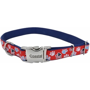 image:imageCoastal Pet  Ribbon  Adjustable Dog Collar with Metal Buckle Red with Paws 58 x 1218Red with Paws