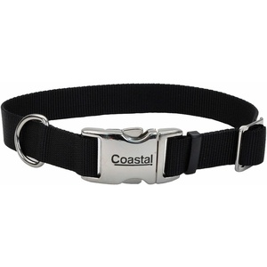 image:imageCoastal Pet Adjustable Dog Collar with Metal Buckle  Comfortable FadeResistant Dog Collar with Snap Lock  Perfect for Walking amp Tie Outs  Lime  1 x 1420Black