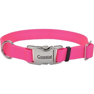 image:imageCoastal Pet Adjustable Dog Collar with Metal Buckle  Comfortable FadeResistant Dog Collar with Snap Lock  Perfect for Walking amp Tie Outs  Lime  1 x 1420Neon Pink