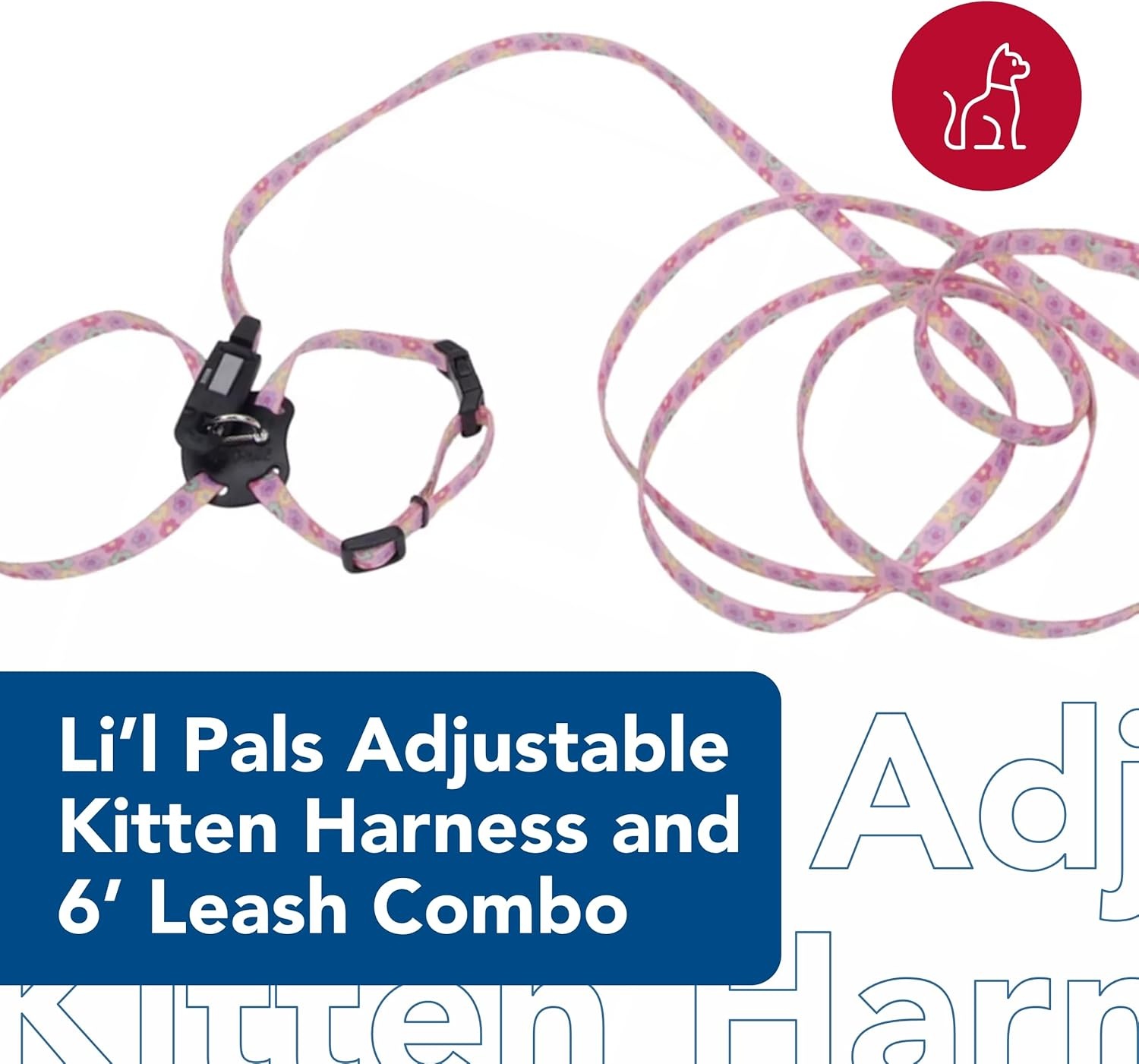 image:imageCoastal Lil Pals Adjustable Kitten Harness and Leash Combo Pink and Purple Daisy MultiColor 38 x 610Daisy MultiColor
