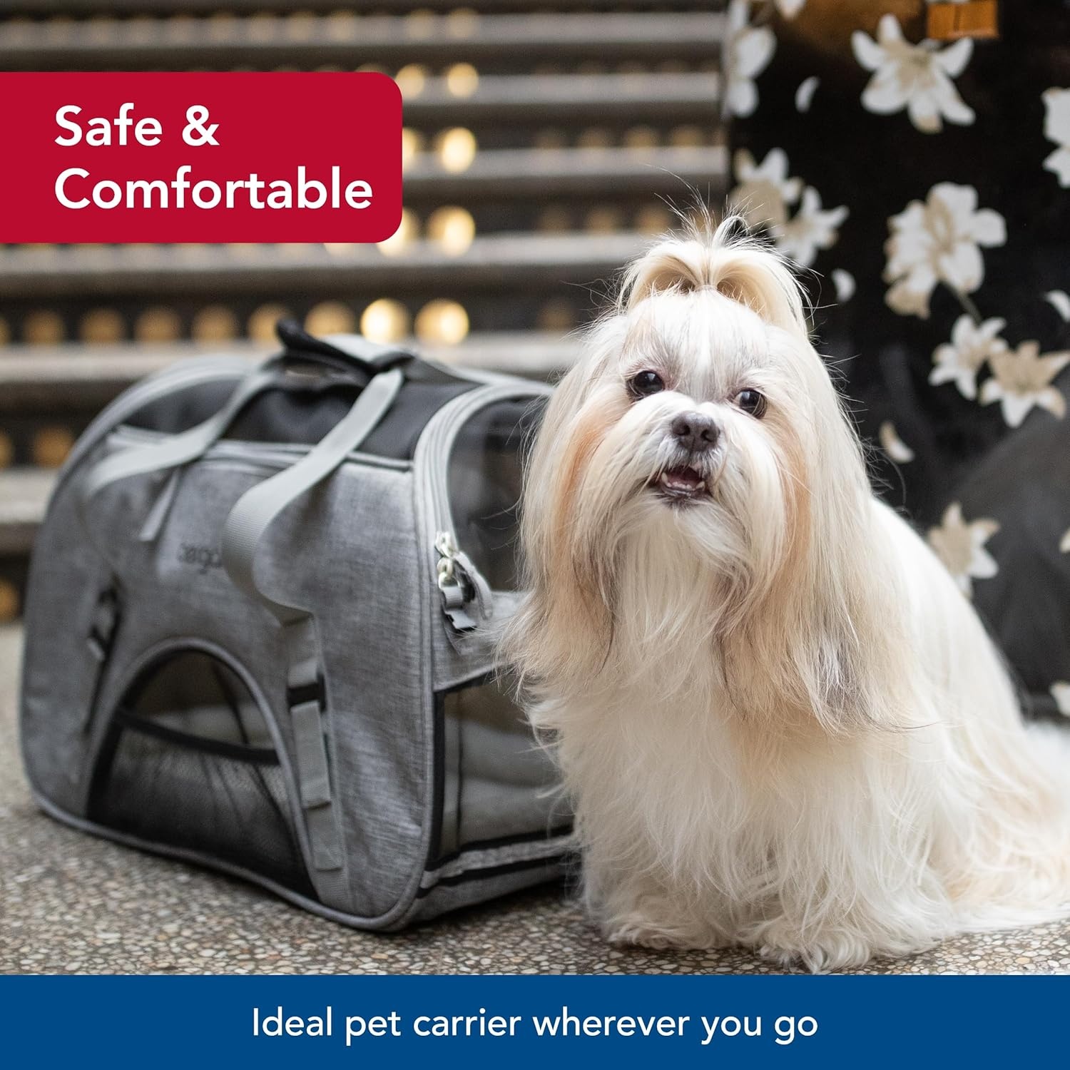 image:imageCoastal Pet Bergan Comfort Carrier Breathable Travel Carrier for Dogs amp Cats Heather Grey 16 x 8 x 11BermudaGray