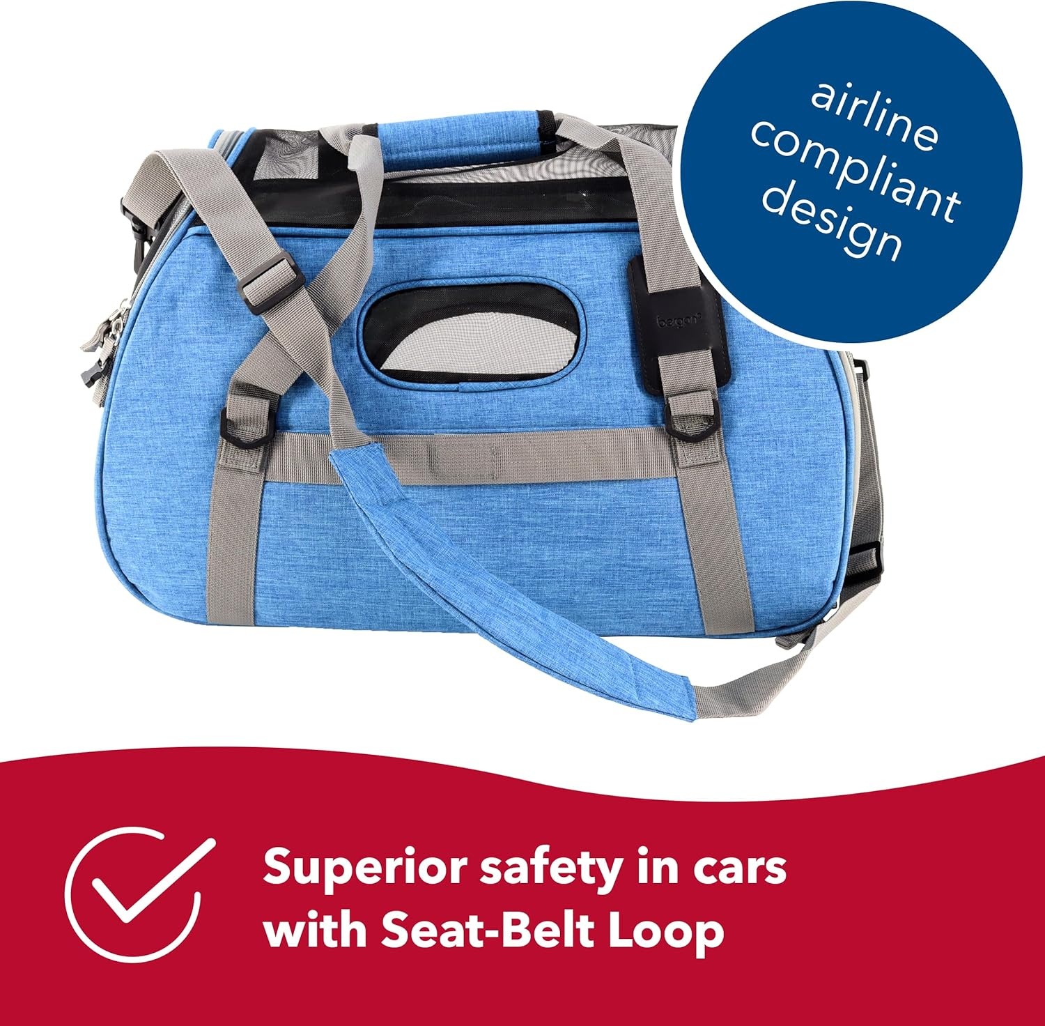 image:imageCoastal Pet Bergan Comfort Carrier Breathable Travel Carrier for Dogs amp Cats Heather Grey 16 x 8 x 11BermudaGray