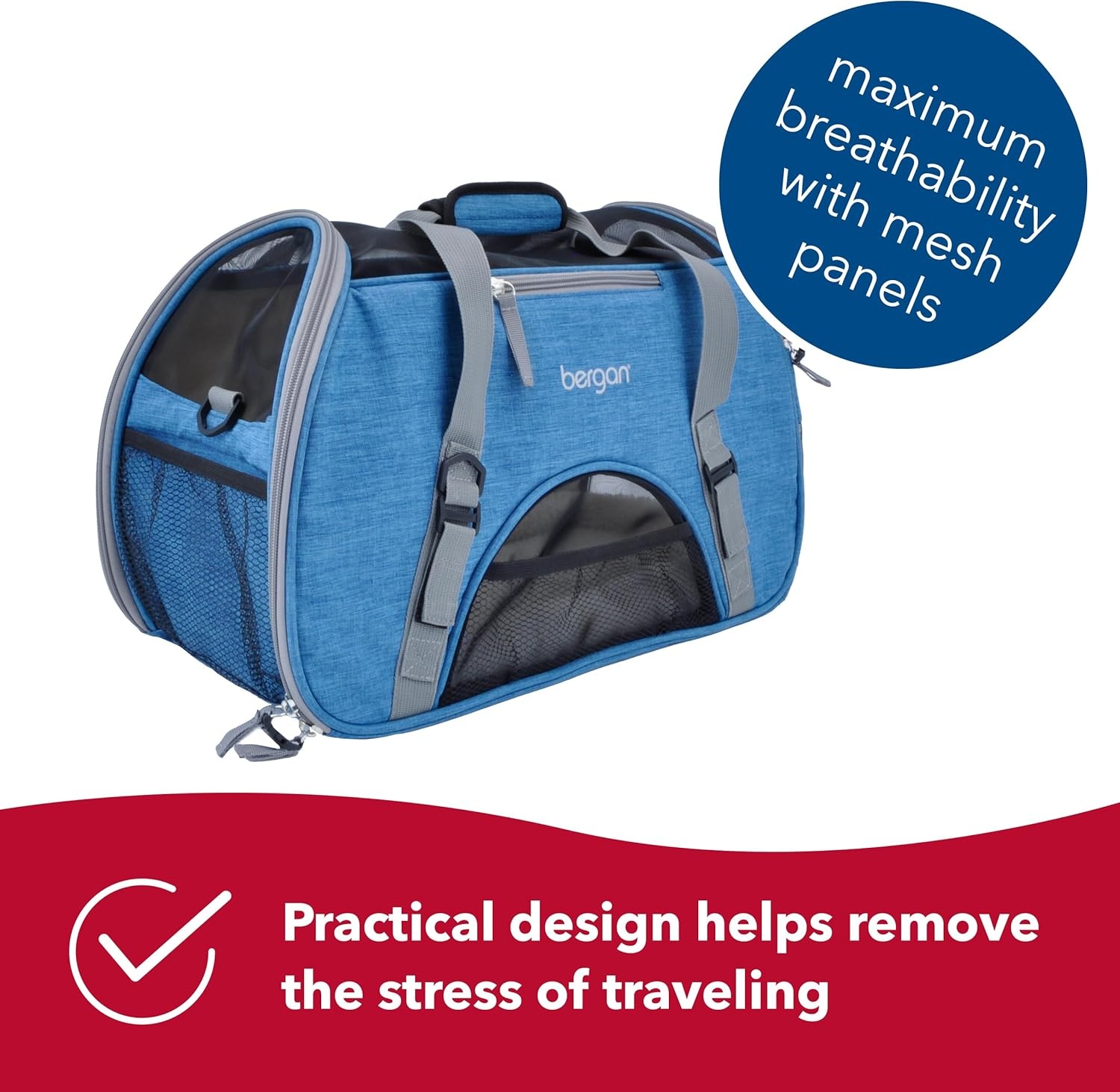 image:imageCoastal Pet Bergan Comfort Carrier Breathable Travel Carrier for Dogs amp Cats Heather Grey 16 x 8 x 11BermudaGray