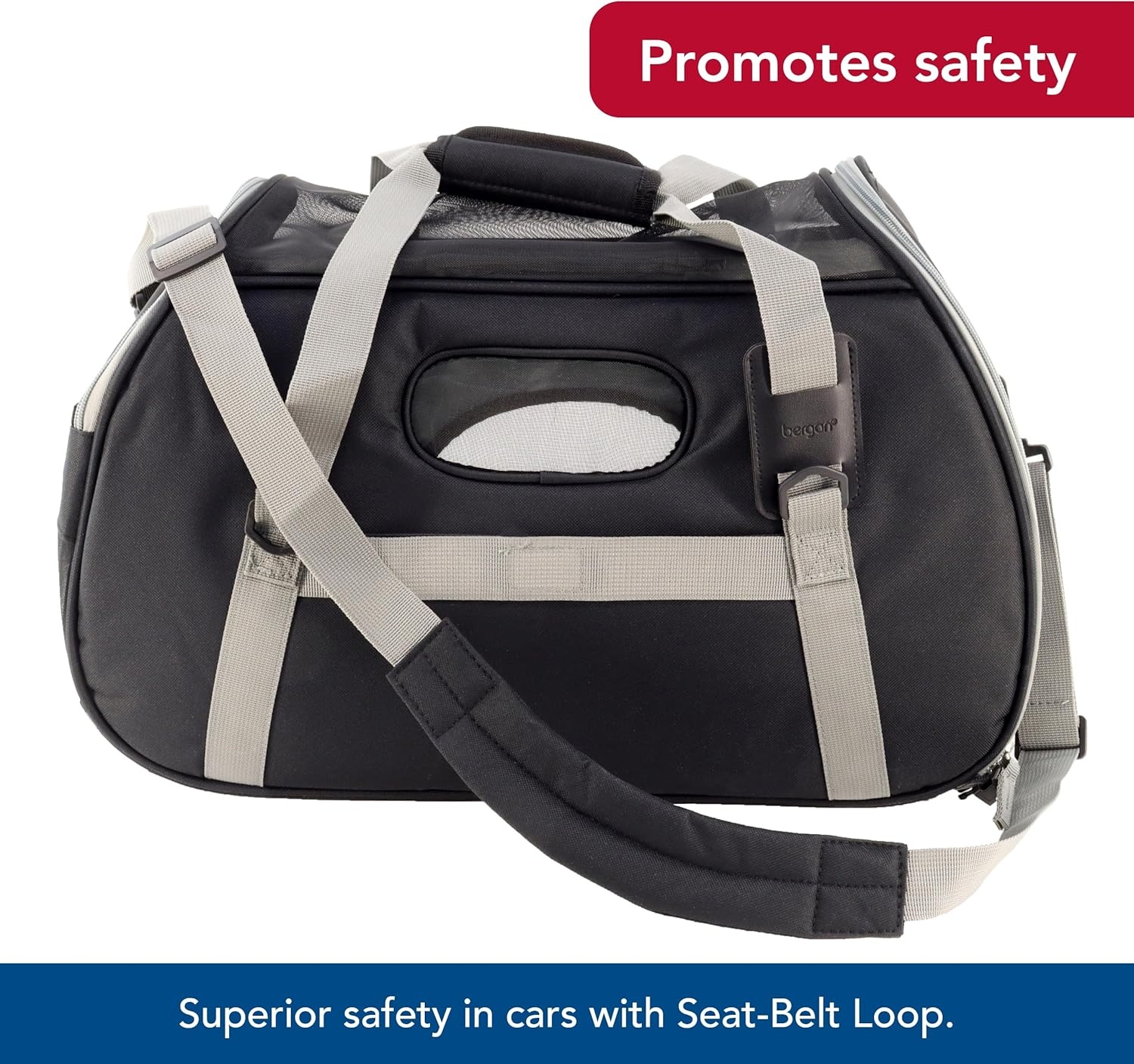 image:imageCoastal Pet Bergan Comfort Carrier Breathable Travel Carrier for Dogs amp Cats Heather Grey 16 x 8 x 11Black and Grey