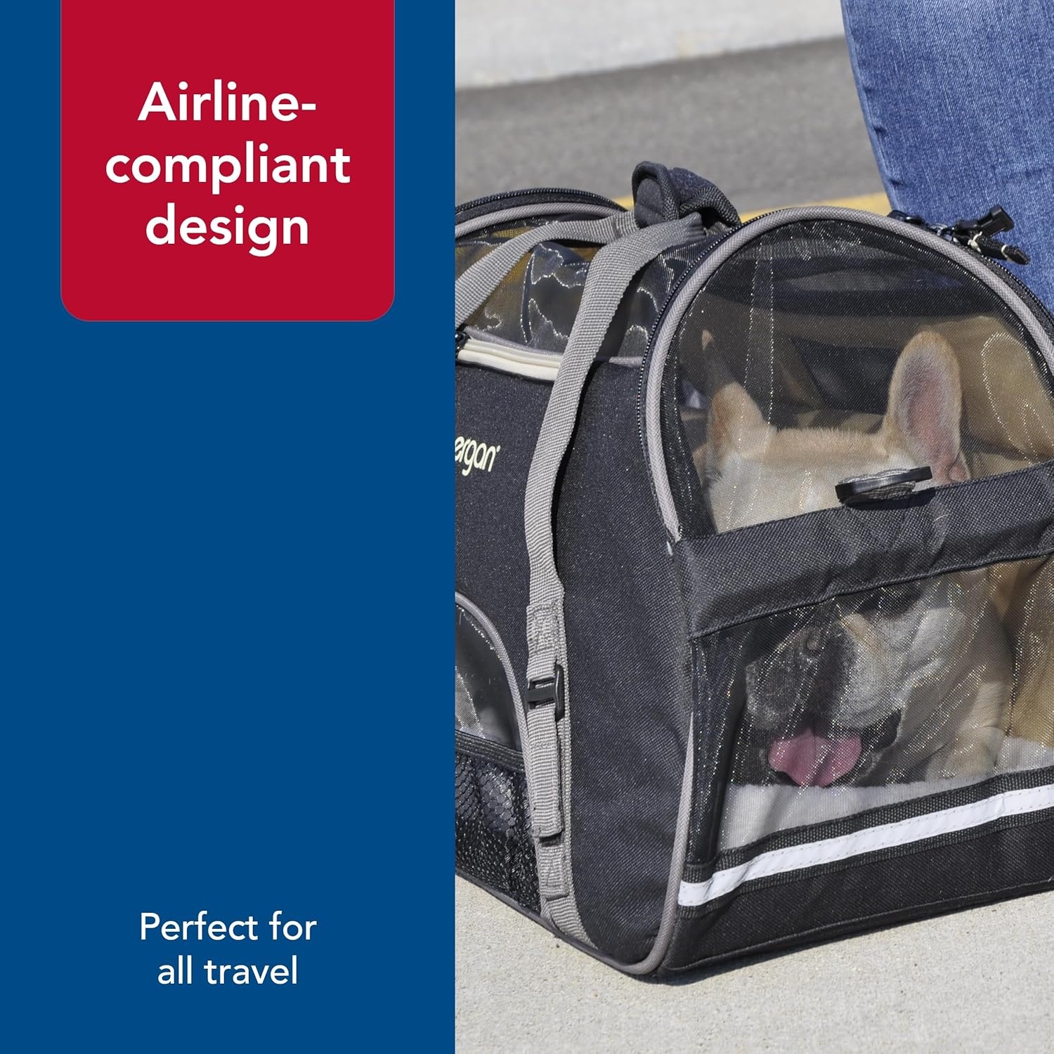 image:imageCoastal Pet Bergan Comfort Carrier Breathable Travel Carrier for Dogs amp Cats Heather Grey 16 x 8 x 11Black and Grey