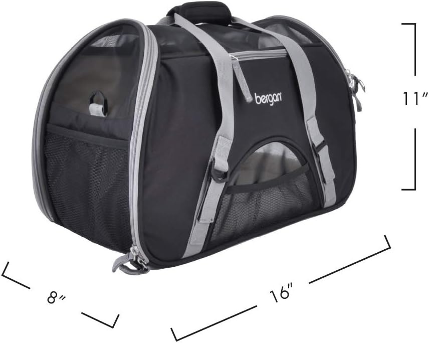 image:imageCoastal Pet Bergan Comfort Carrier Breathable Travel Carrier for Dogs amp Cats Heather Grey 16 x 8 x 11Black and Grey