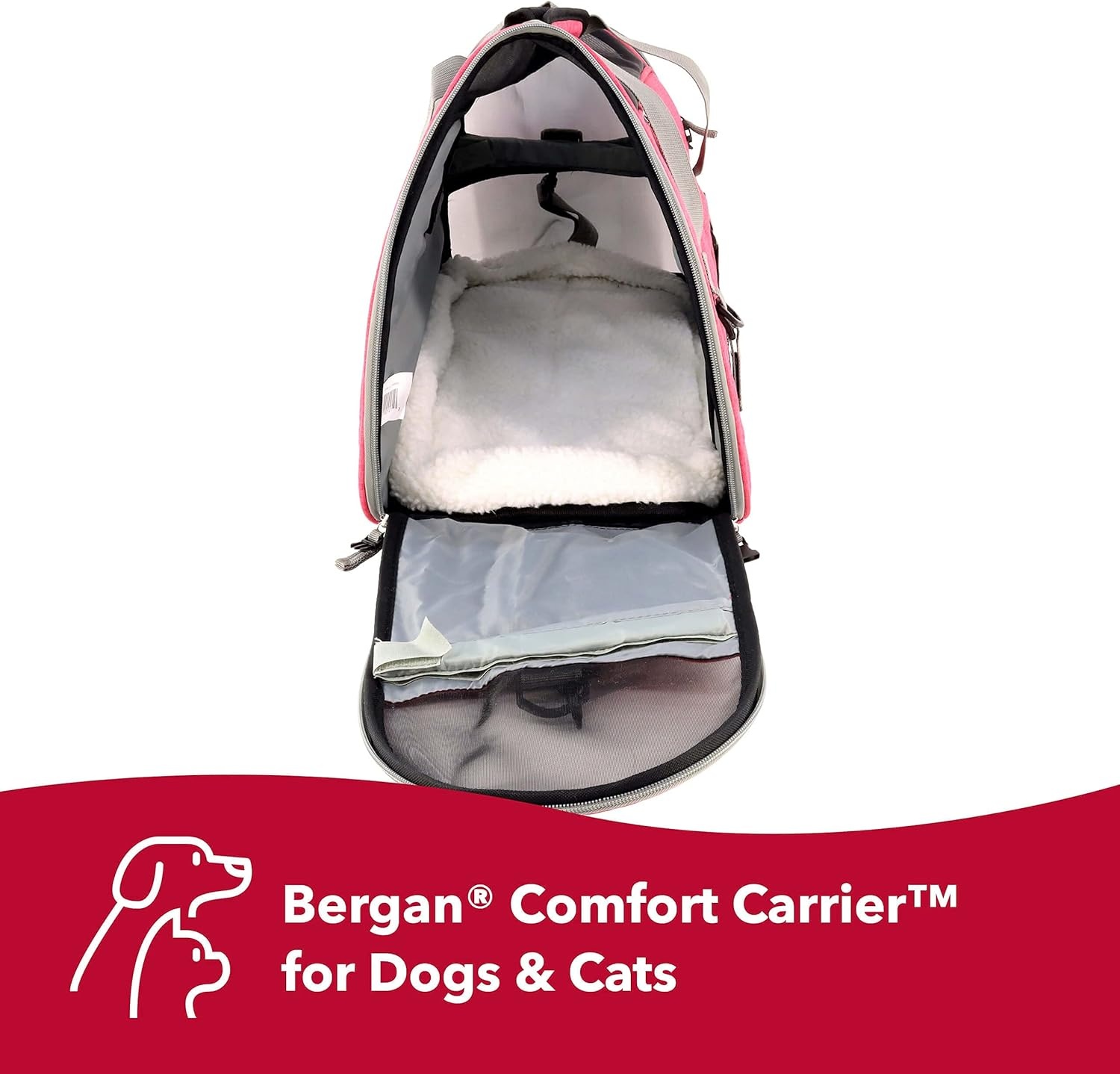 image:imageCoastal Pet Bergan Comfort Carrier Breathable Travel Carrier for Dogs amp Cats Heather Grey 16 x 8 x 11Heather Berry