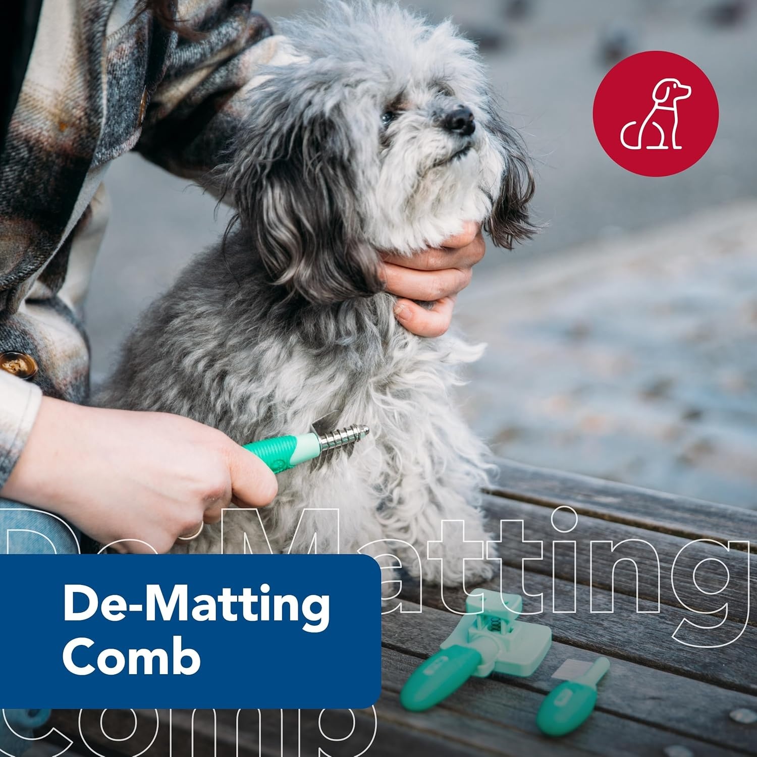 image:imageCoastal Pet Lil Pals Stainless Steel DeMatting Comb EasyGrip Handle for Pet Grooming Small Dogs